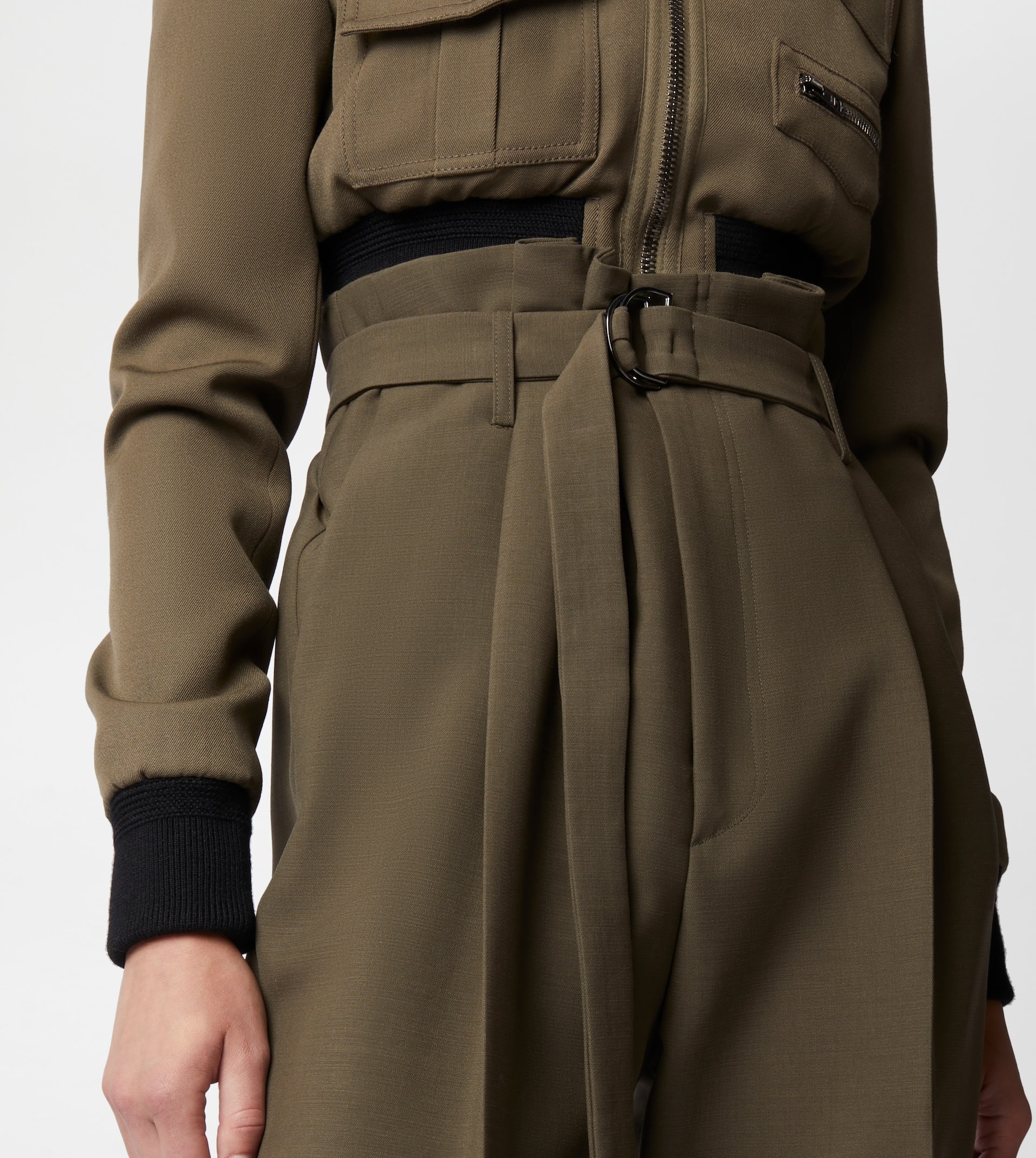 PANTS IN WOOL WITH DARTS - GREEN - 5