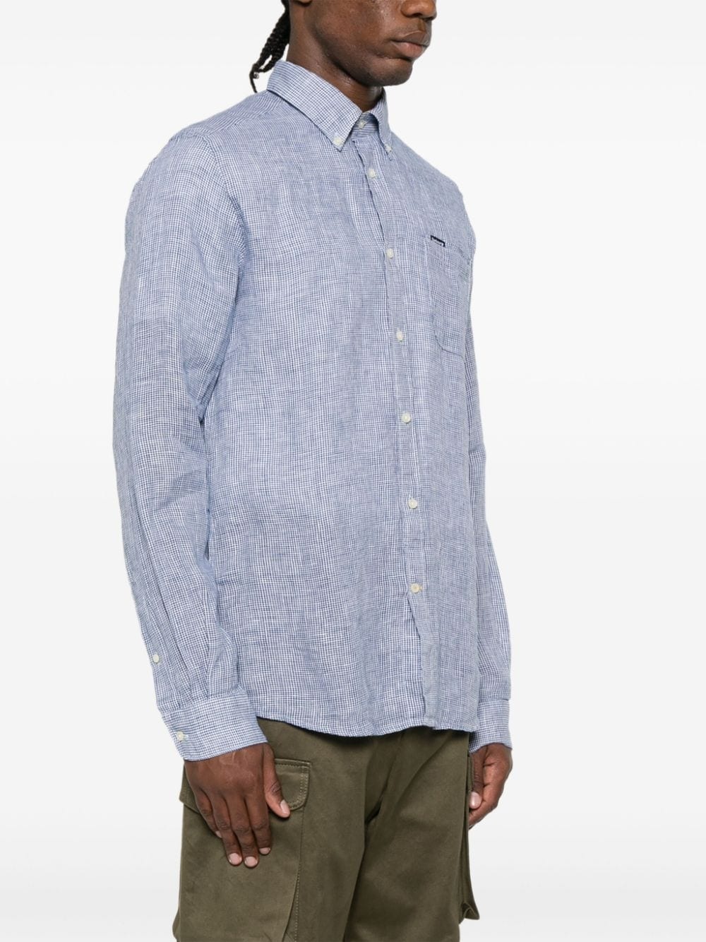 linen checked shirt - 3