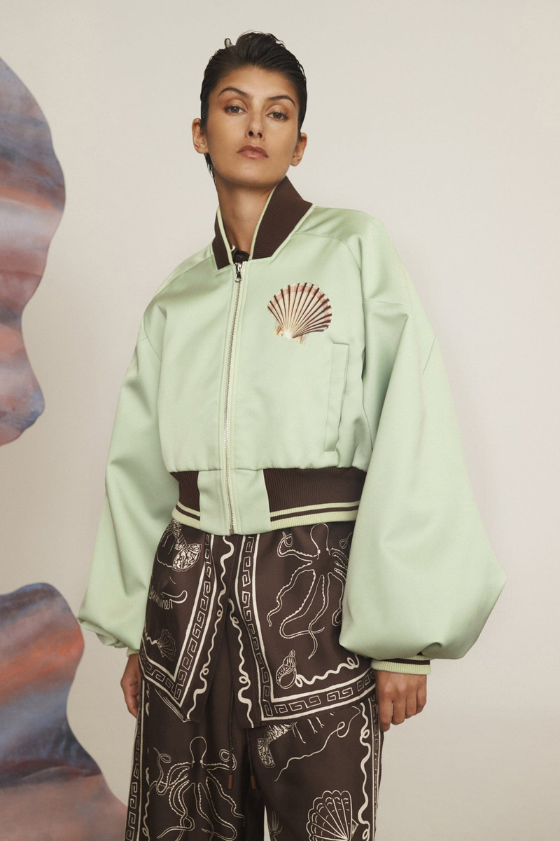 ALÉMAIS Opal Mint Bomber Jacket outlook