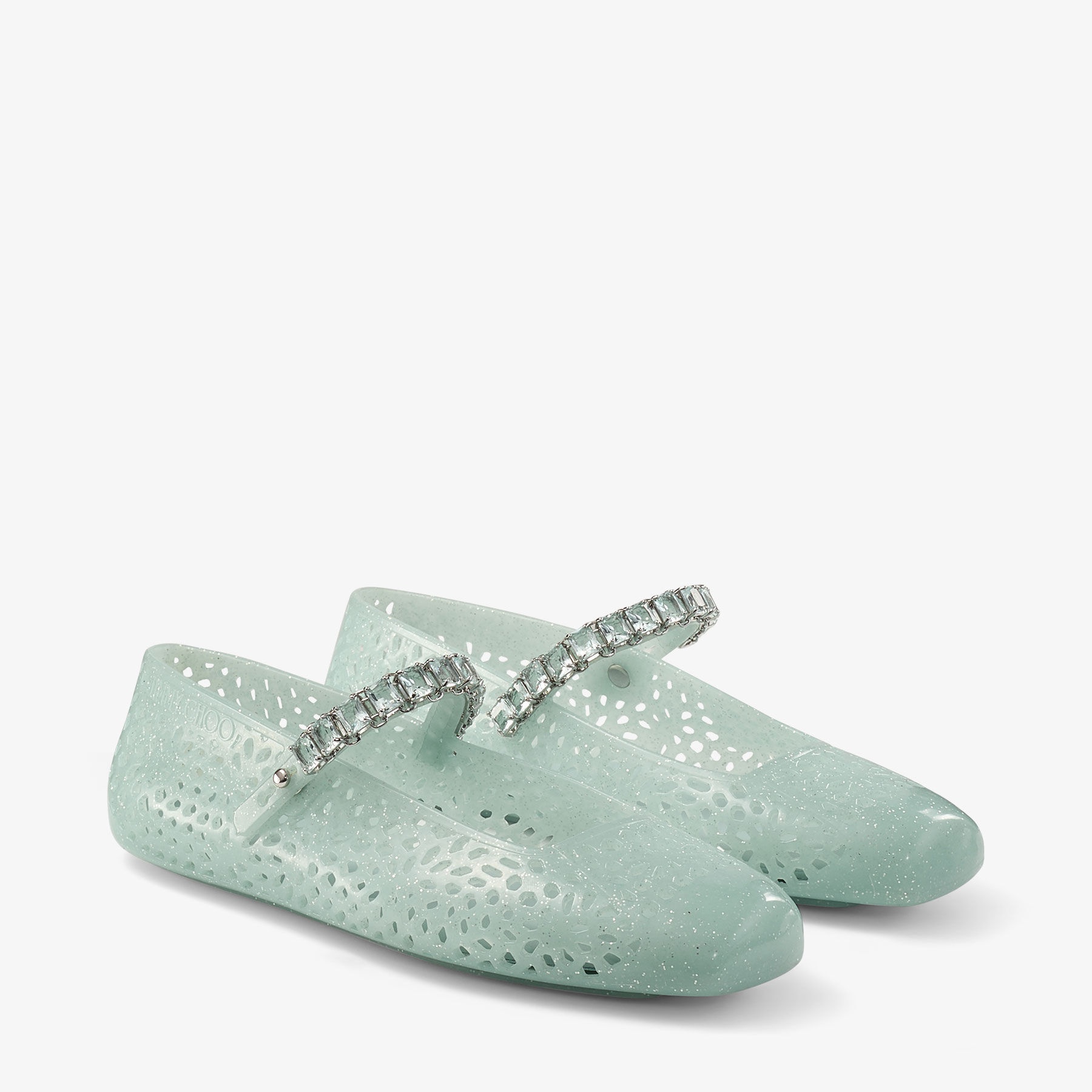 The Jelly
Light Verde Jelly Ballerina Flats with Crystal Embellishment - 3
