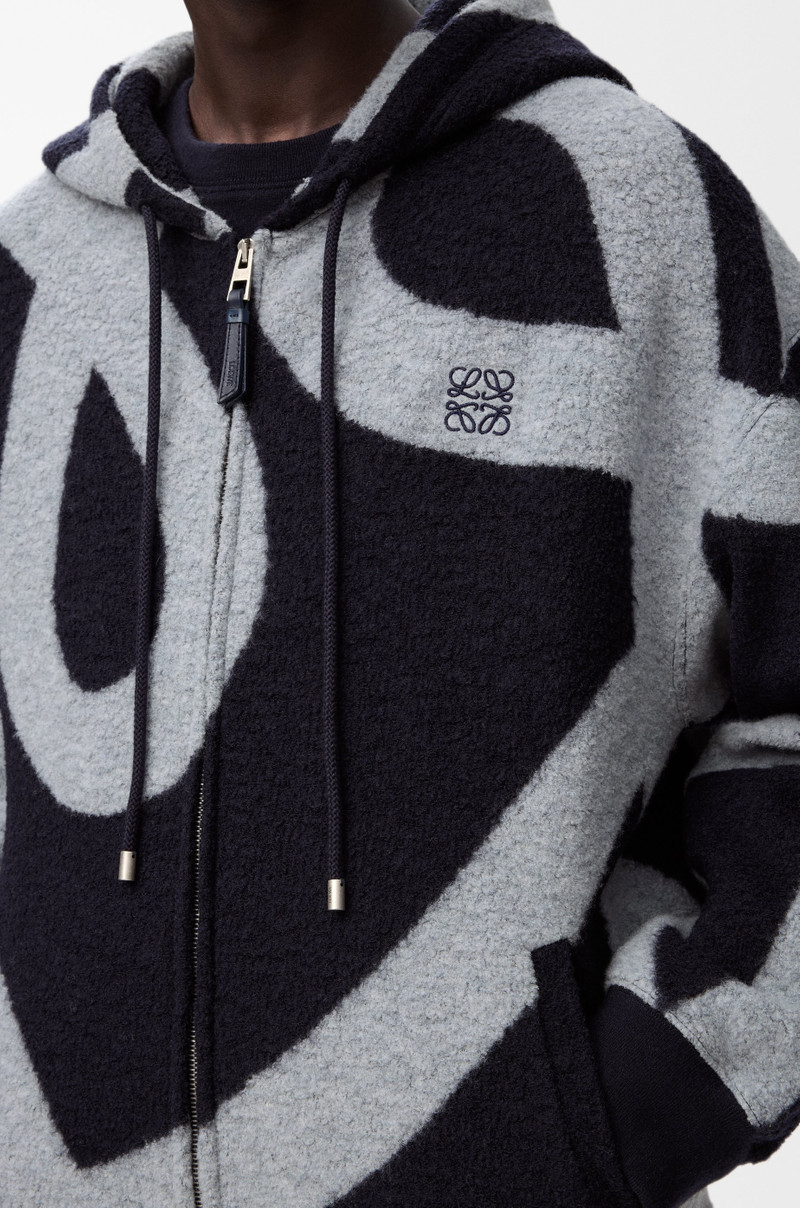 Zip-up hoodie in wool and cotton 5