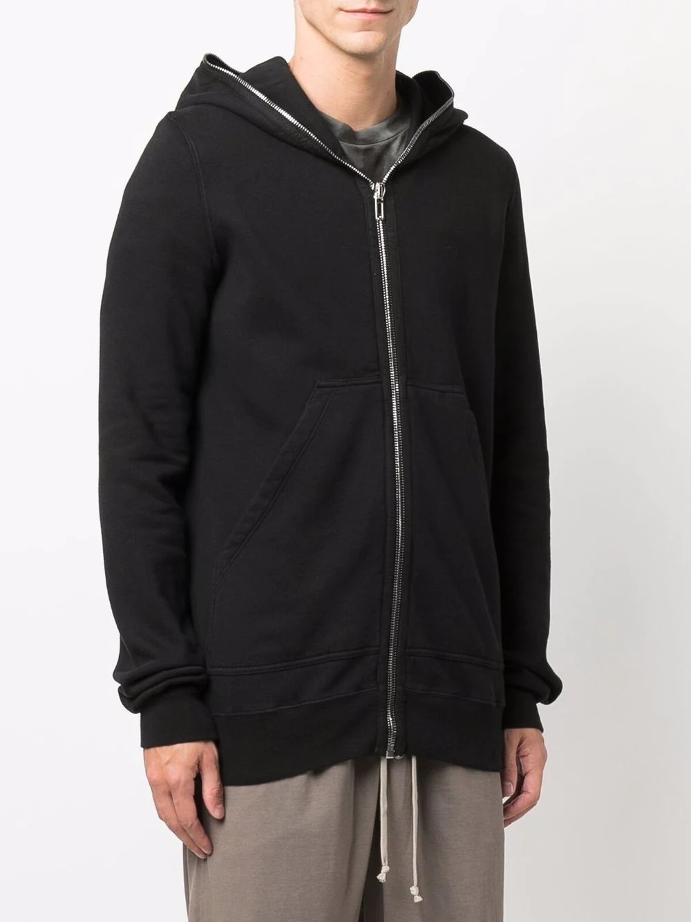 zipped cotton hoodie - 3