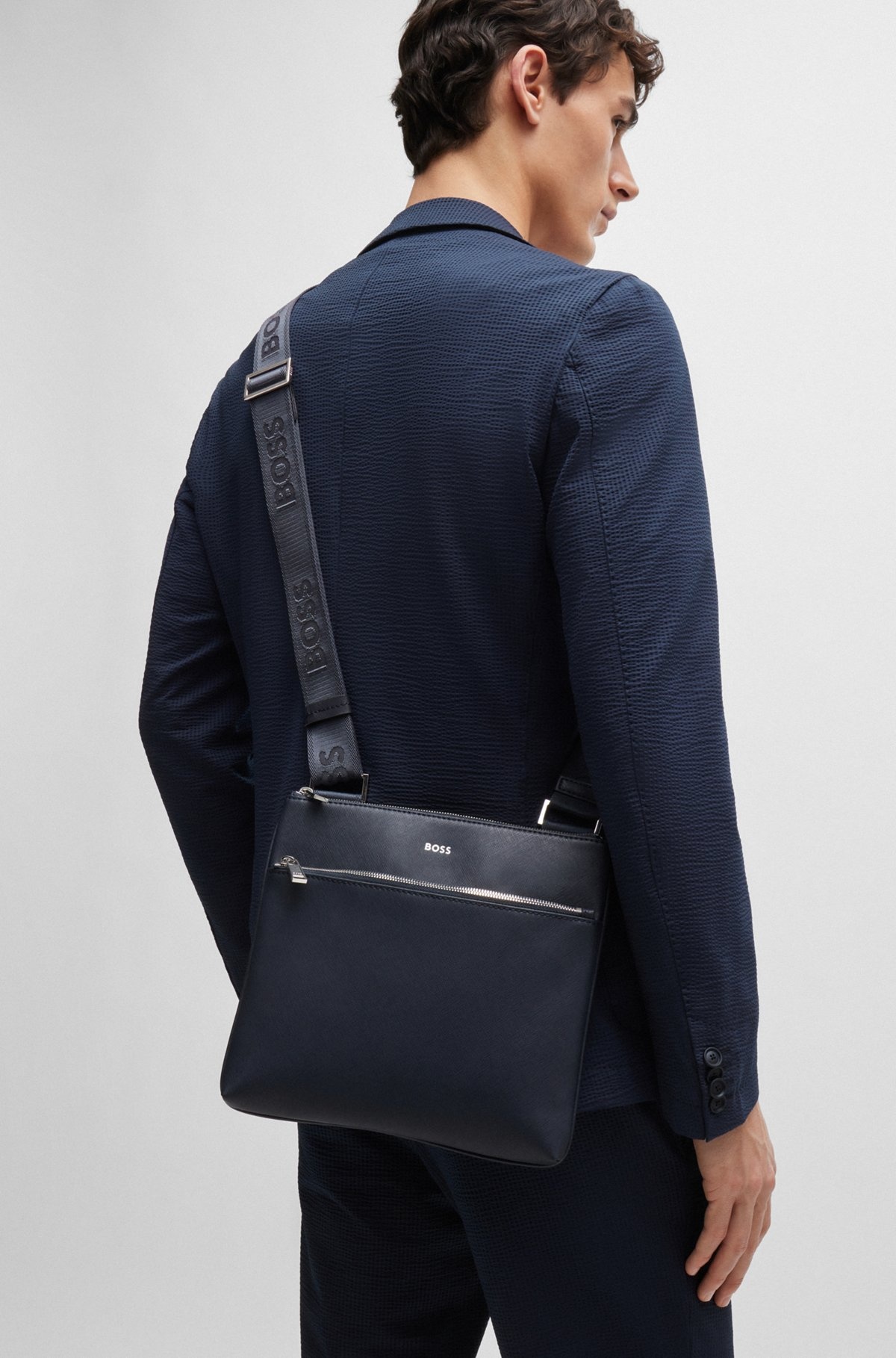 STRUCTURED-LEATHER ENVELOPE BAG WITH LOGO DETAIL - 4