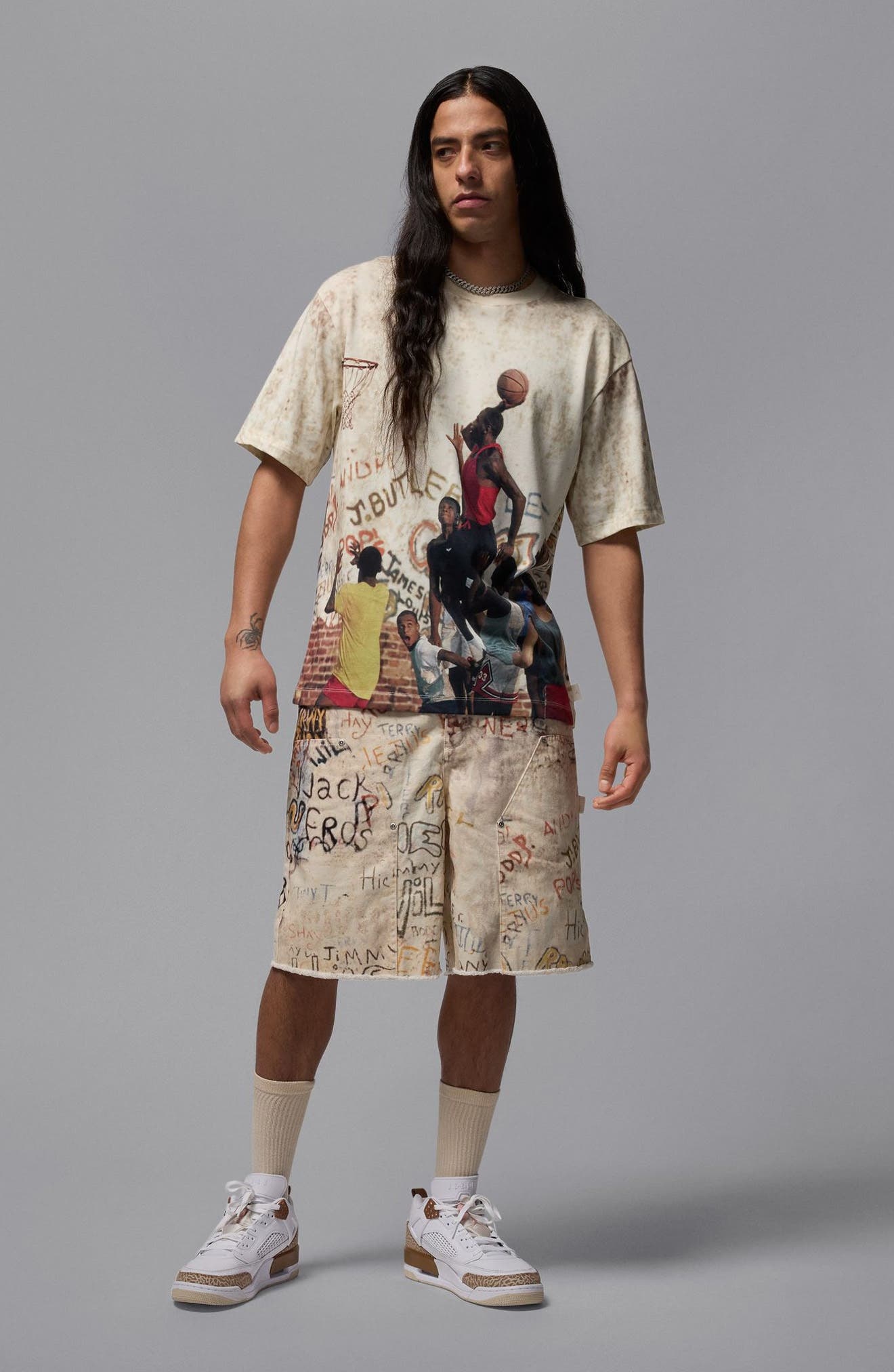 Jordan Print Cotton Twill Shorts in Sail at Nordstrom - 4