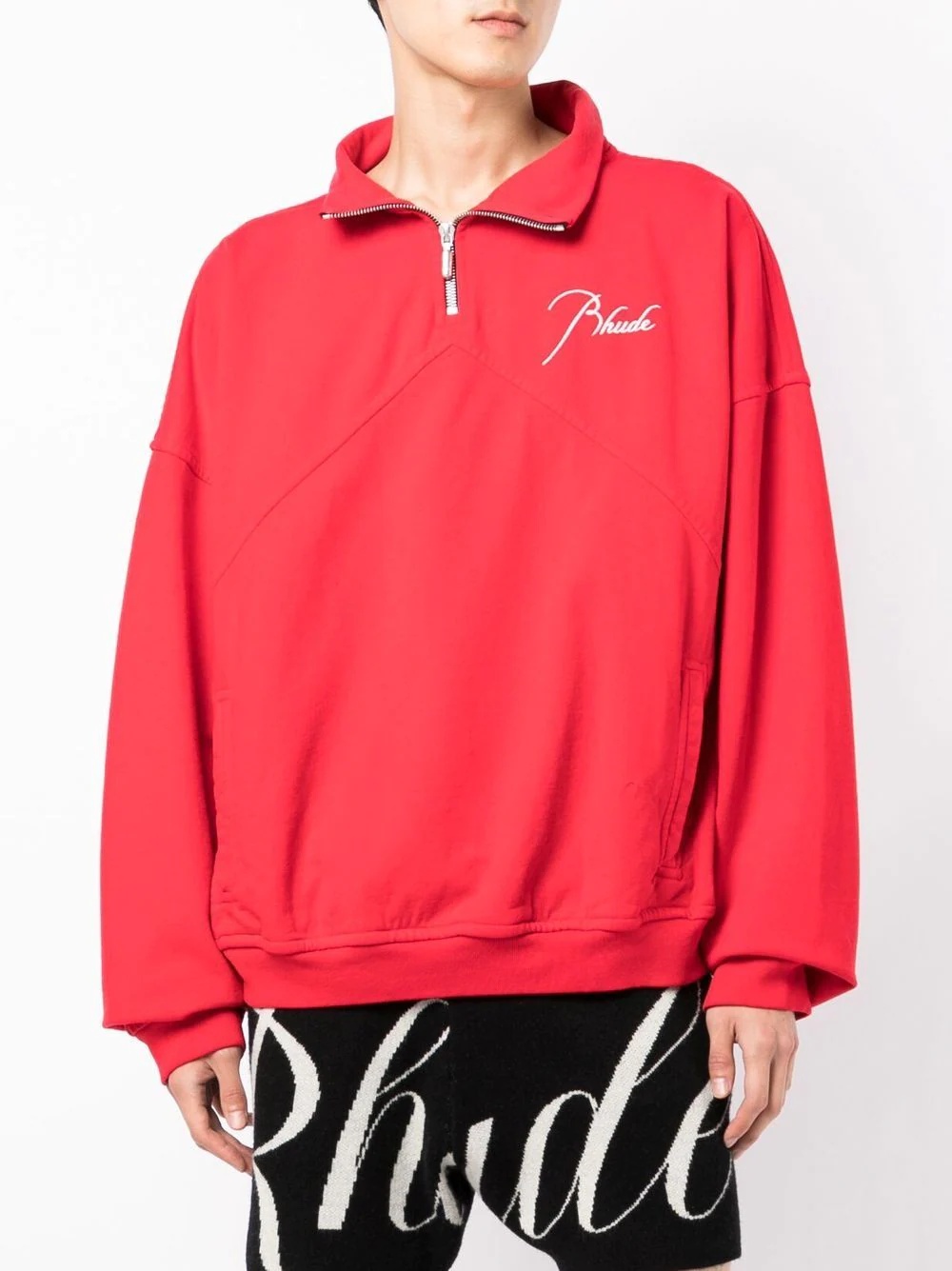 embroidered half-zip sweatshirt - 3