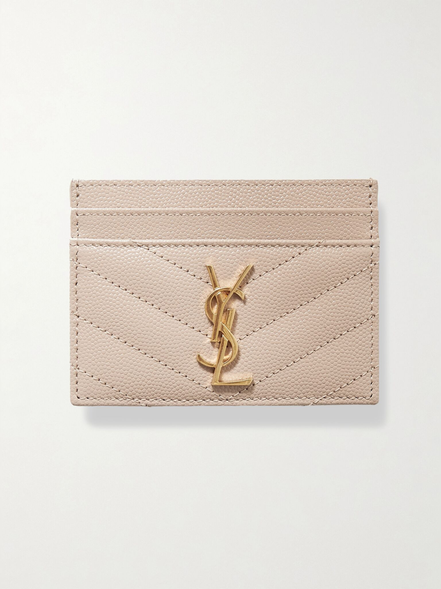 Monogramme quilted textured-leather cardholder Beige - 1