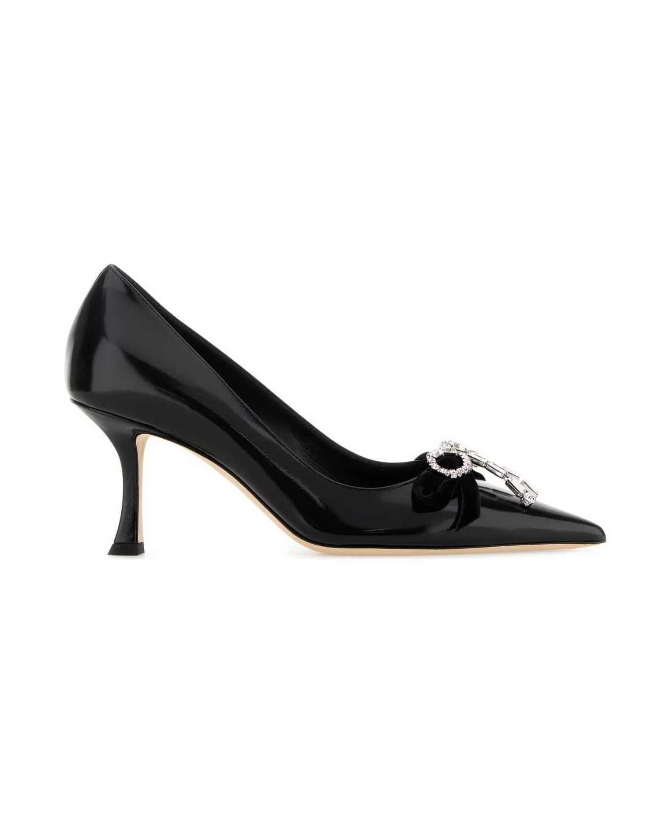 Black Leather Auria 70 Pumps - 1