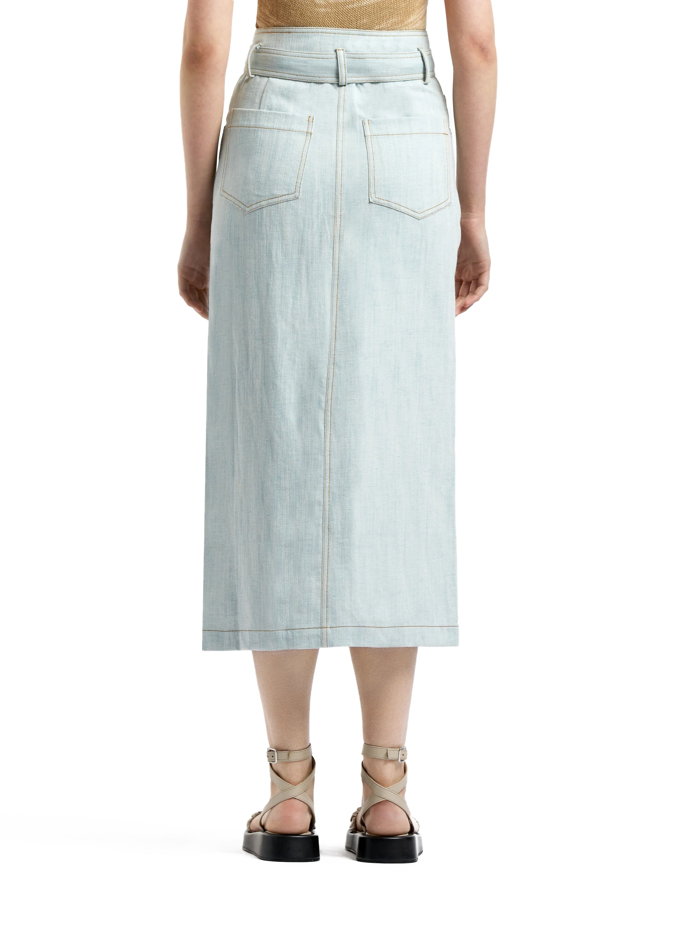 Belted Skirt Light Blue - 4