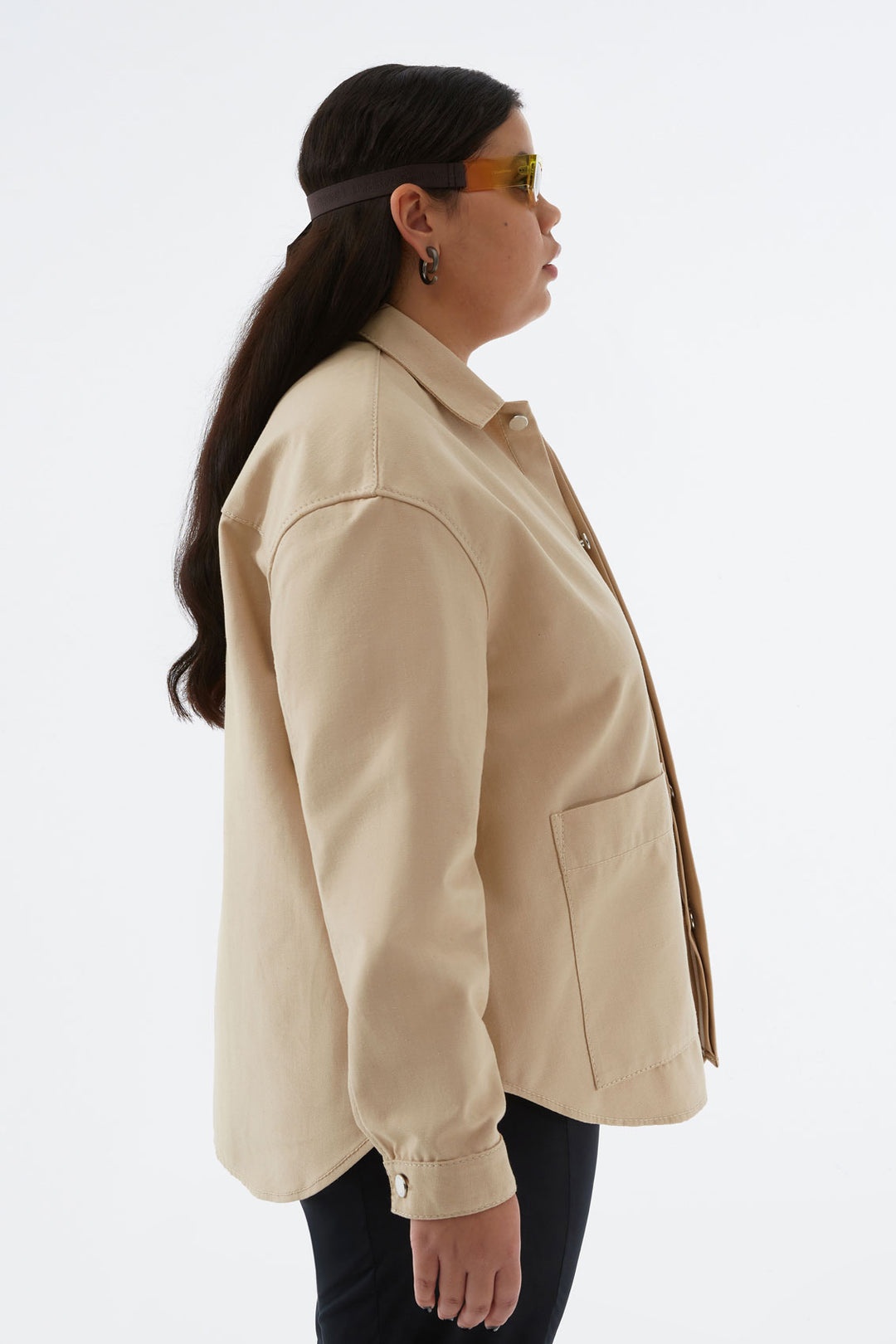 BEIGE DENIM OVER SHIRT - 3