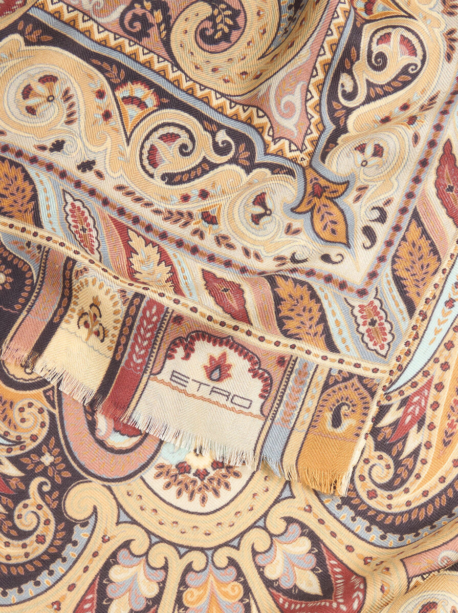CASHMERE AND SILK SCARF WITH PLACED PRINT - 3
