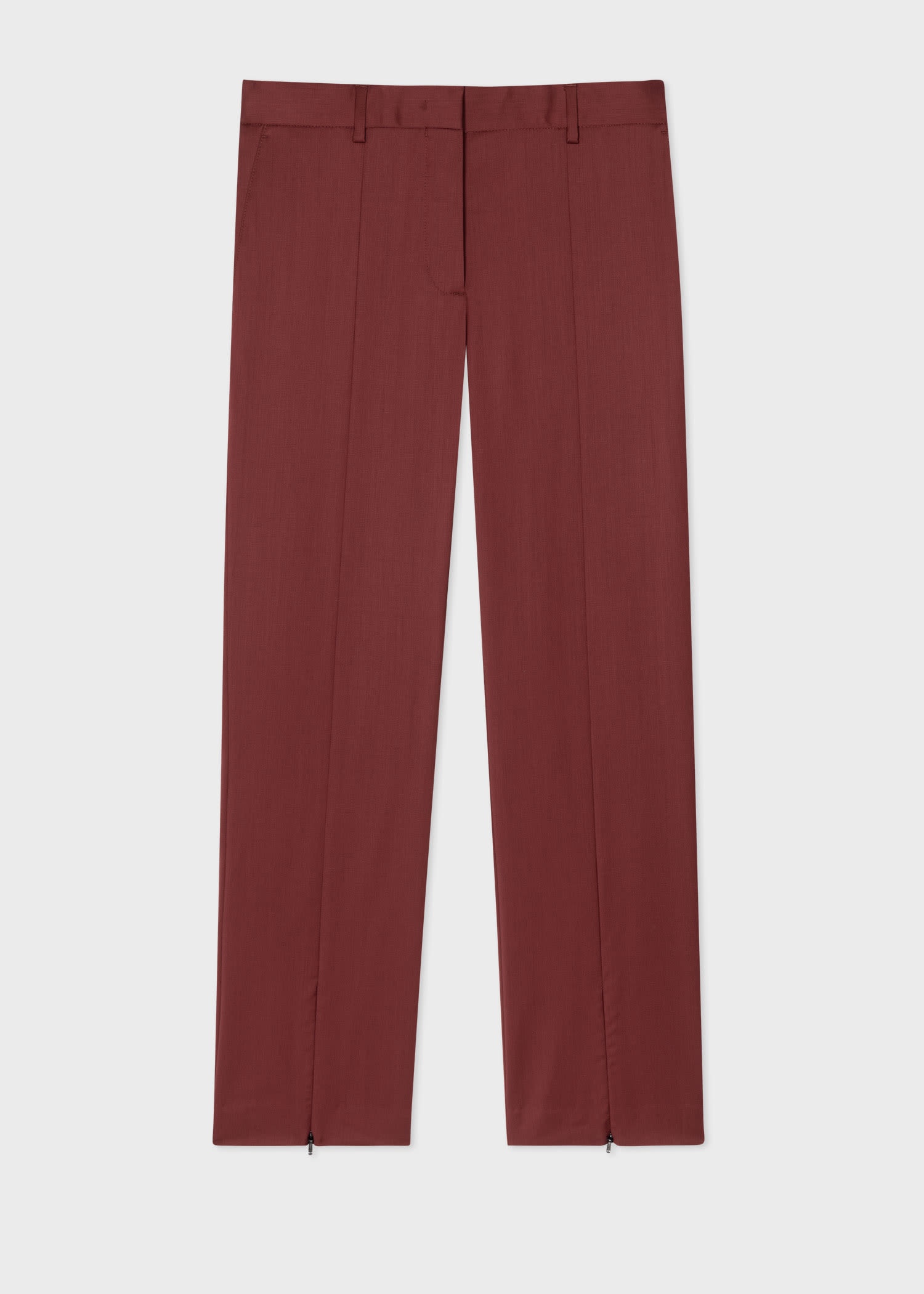 Burgundy Wool Twill Slim-Fit Trousers - 1