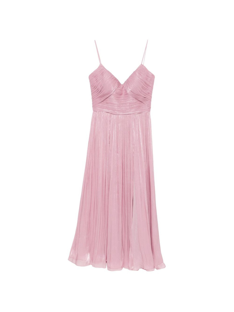 pleated sweetheart-neck maxi dress 1