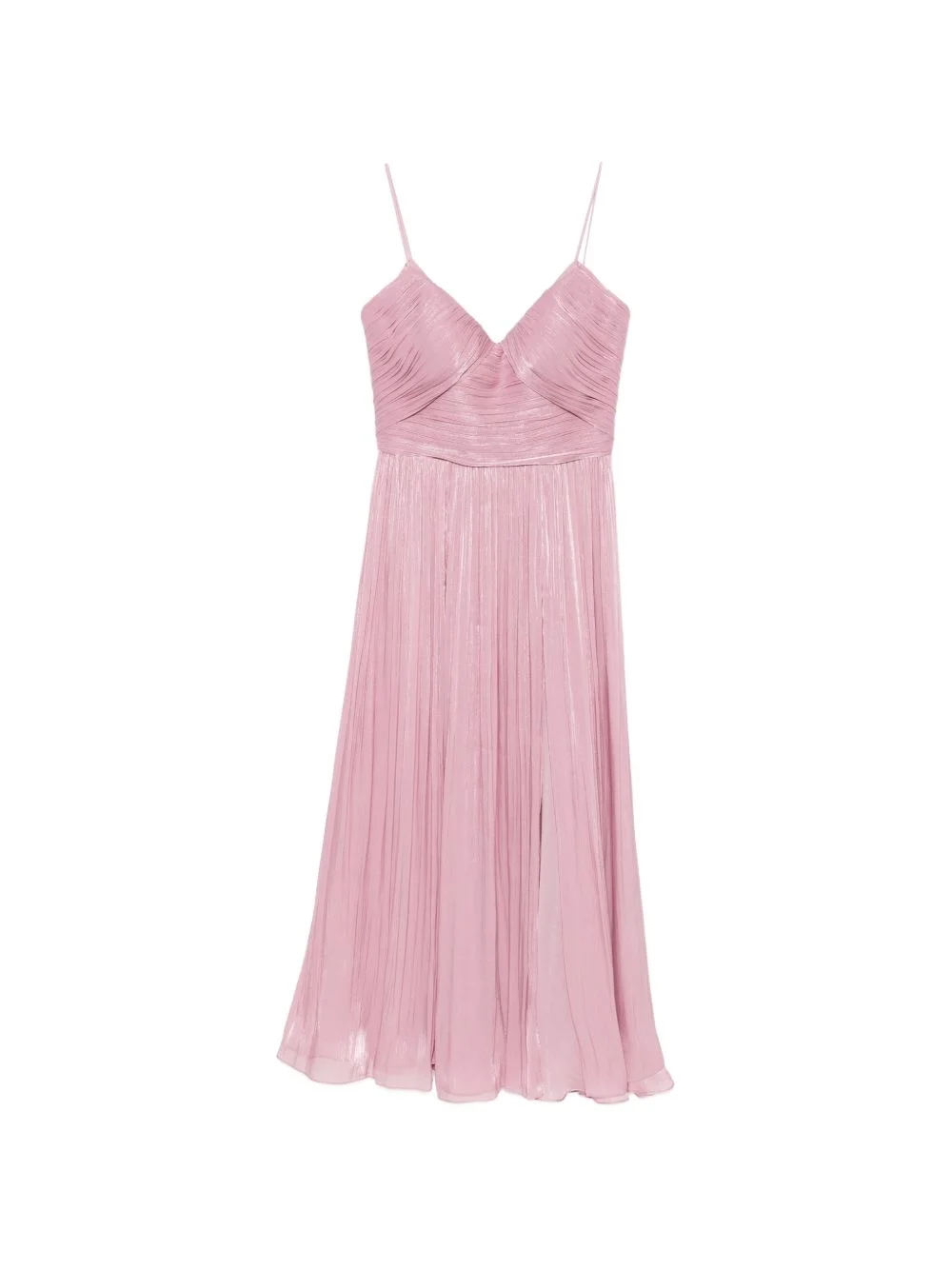 pleated sweetheart-neck maxi dress - 1