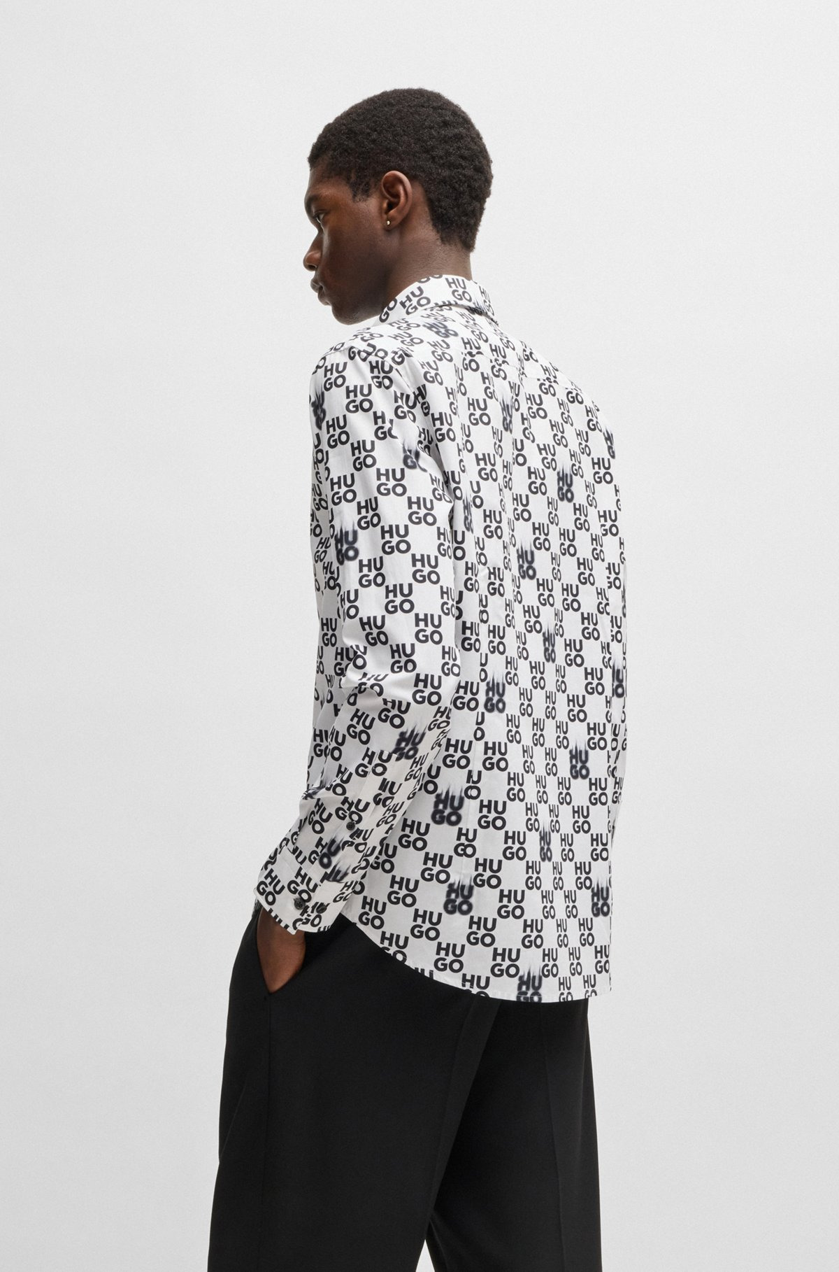 SLIM-FIT SHIRT IN SEASONAL-PRINT COTTON POPLIN - 5