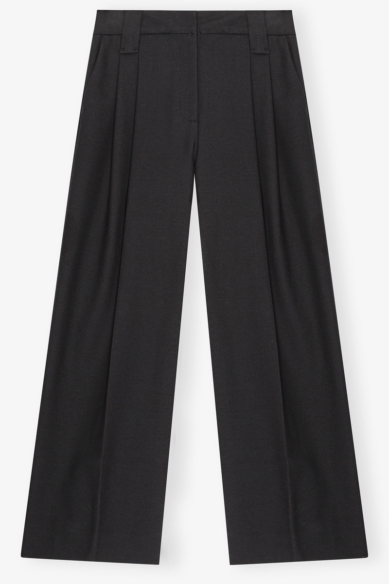 BLACK HEAVY COTTON TAILORING MID WAIST PANTS 1