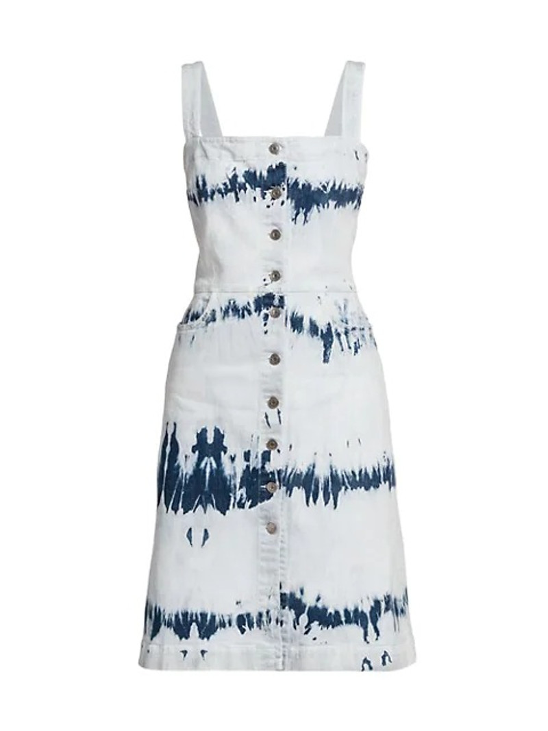 Striped Tie-Dye Denim Midi Dress - 1