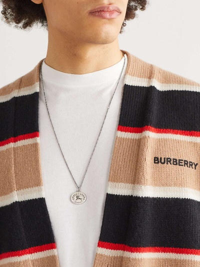 Burberry Logo-Engraved Palladium-Plated Pendant Necklace outlook
