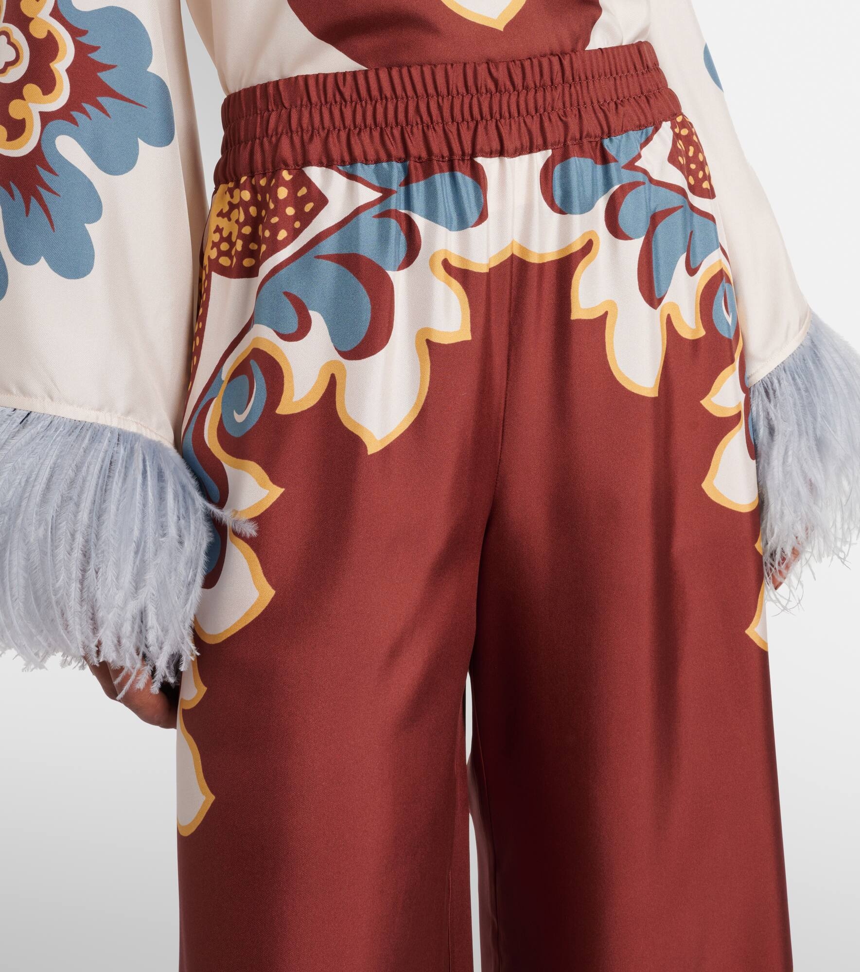 Printed high-rise silk twill palazzo pants - 4