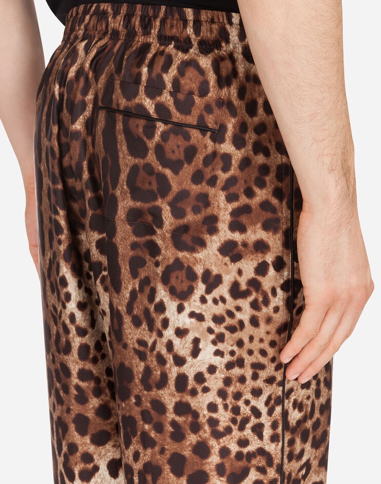 Silk mikado pyjama bottoms with leopard print - 4