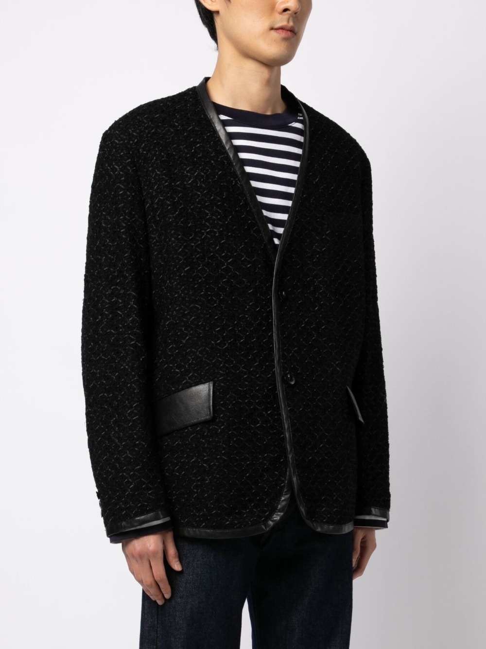 V-neck single-breasted jacket - 3