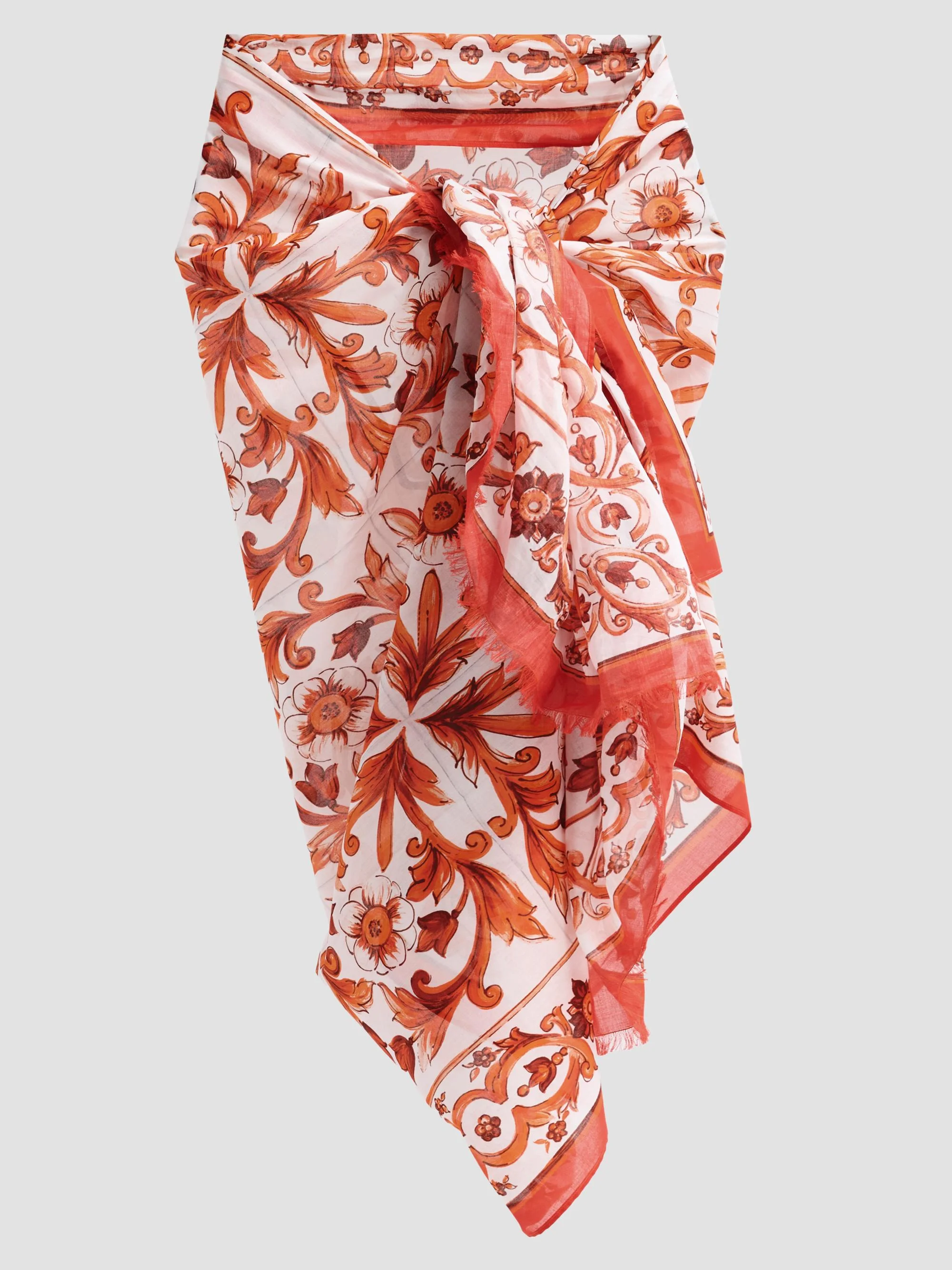 Women's St. Majolica Cotton Sarong - Maiolica Orange - 1