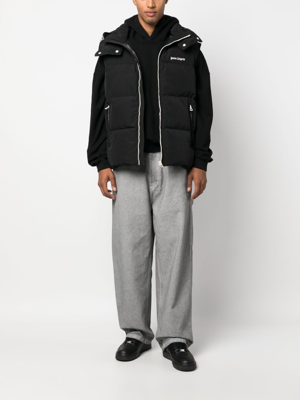 logo-embroidered puffer gilet - 2