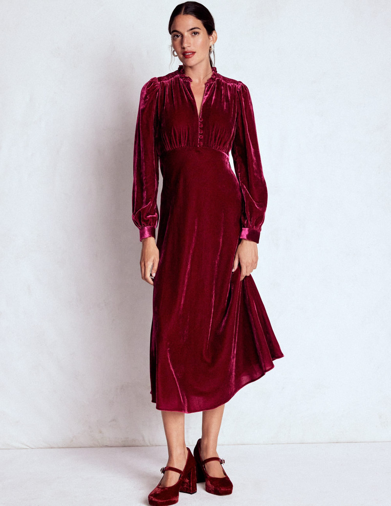 Cassie Velvet Tea Dress-Ruby Red 5