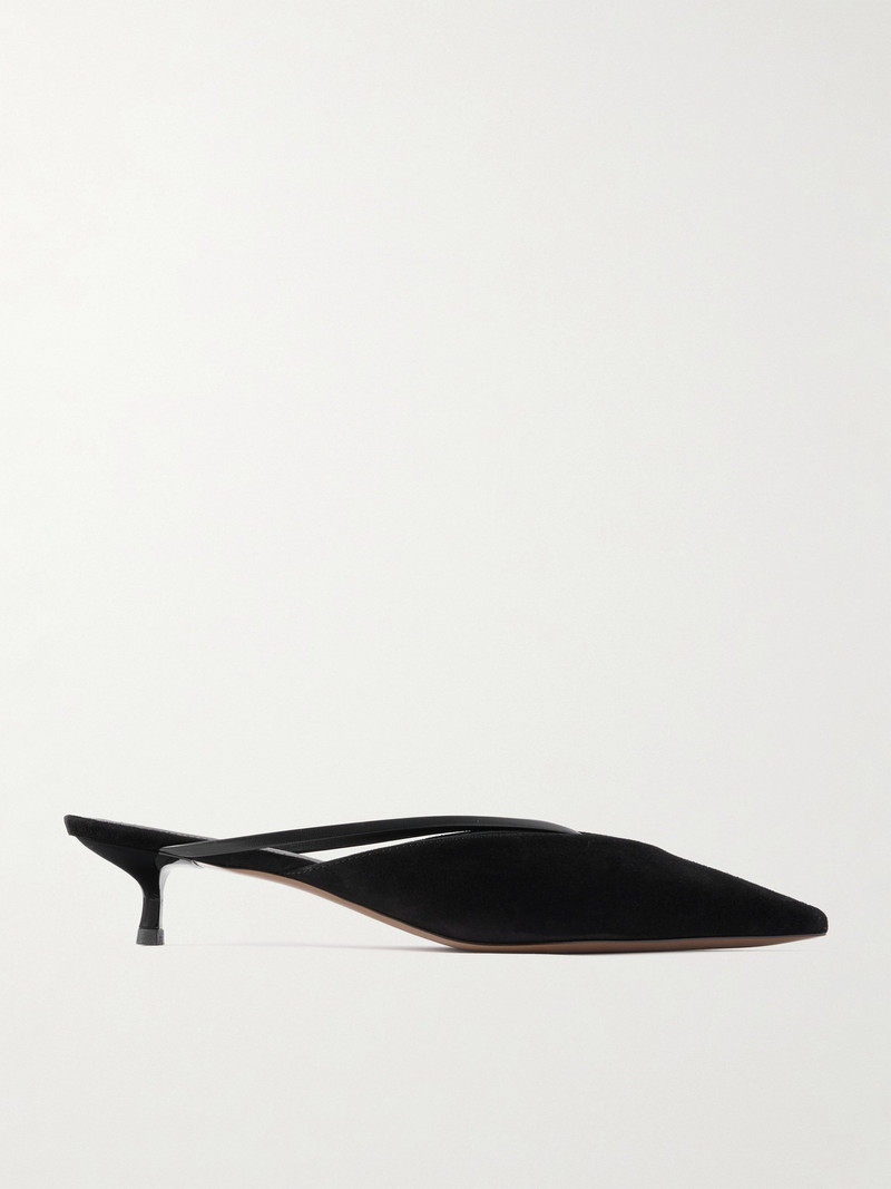 Bosona Leather-trimmed Suede Pointed-toe Pumps 1