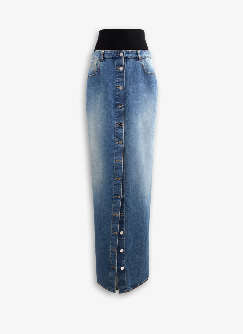 DENIM SKIRT WITH KNITTED WAISTBAND - 1