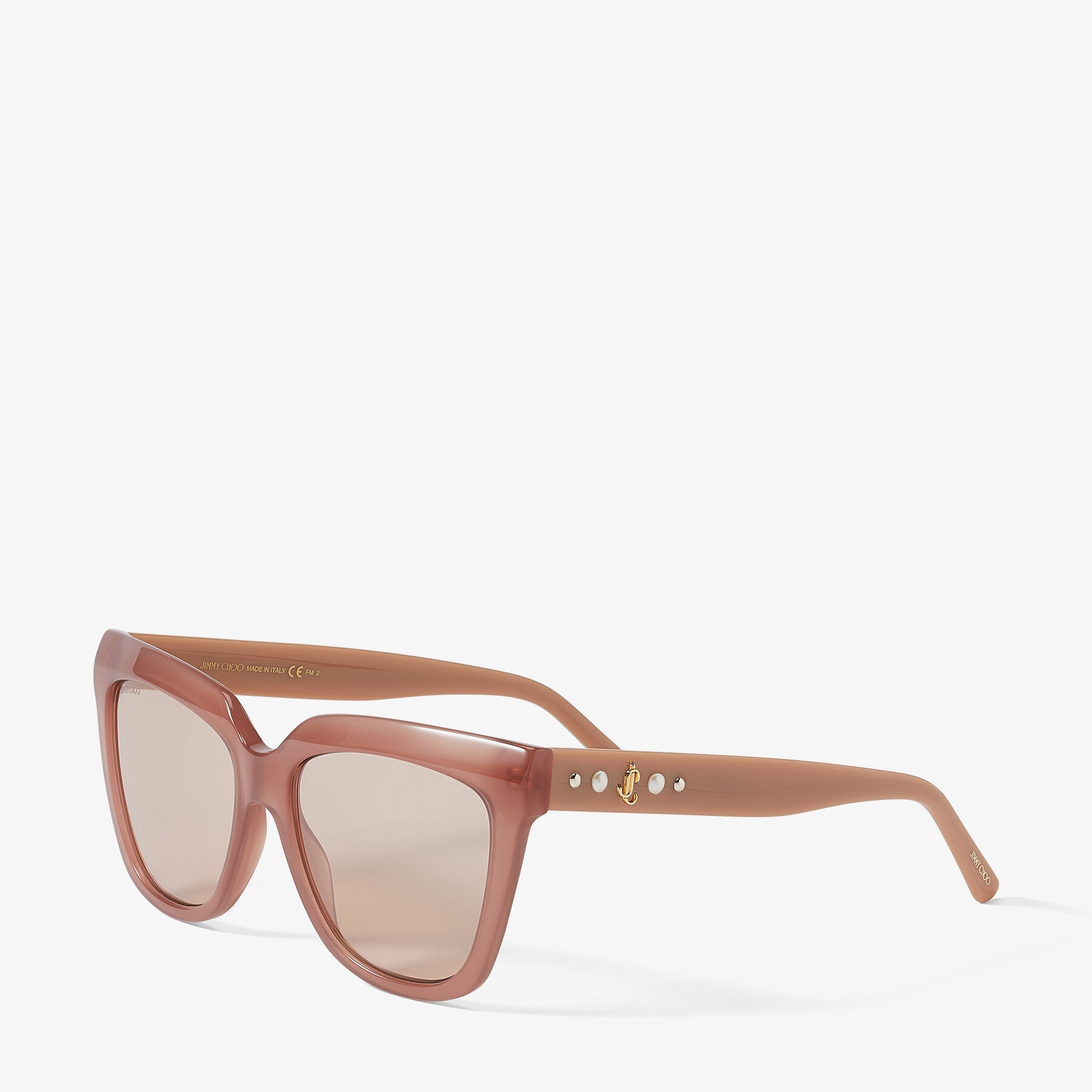 Julieka
Opal-Nude Square-Frame Sunglasses with JC Emblem and Studs - 3