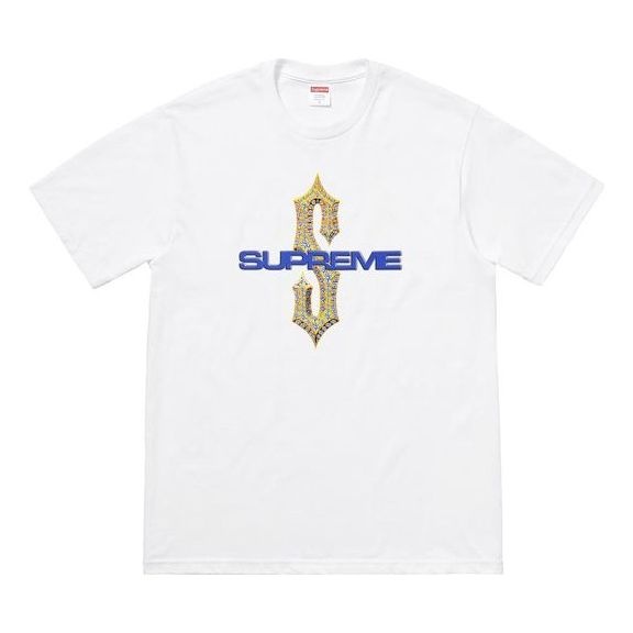 Supreme SS18 Diamonds Tee White Diamond Pattern Printing Short Sleeve Unisex SUP-SS18-0086 - 1