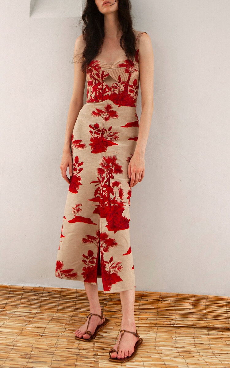 【JOHANNA ORTIZ】tie-dyed stretch-jersey ミディ ドレス JOHANNA ORTIZ Deep Heart twist-front cutout printed stretch