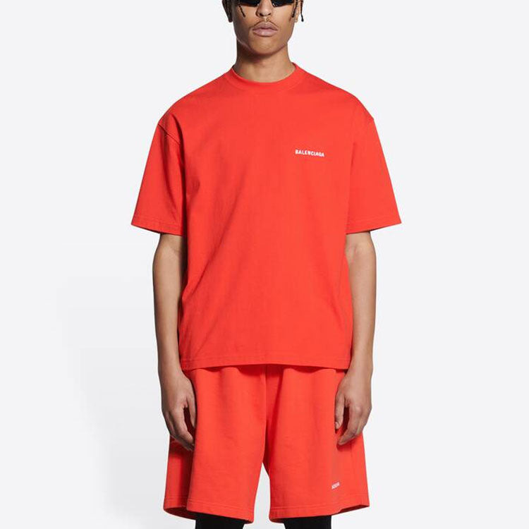 Balenciaga Logo T-Shirt Medium Fit 'Bright Red' 612966TMVF43168 - 4