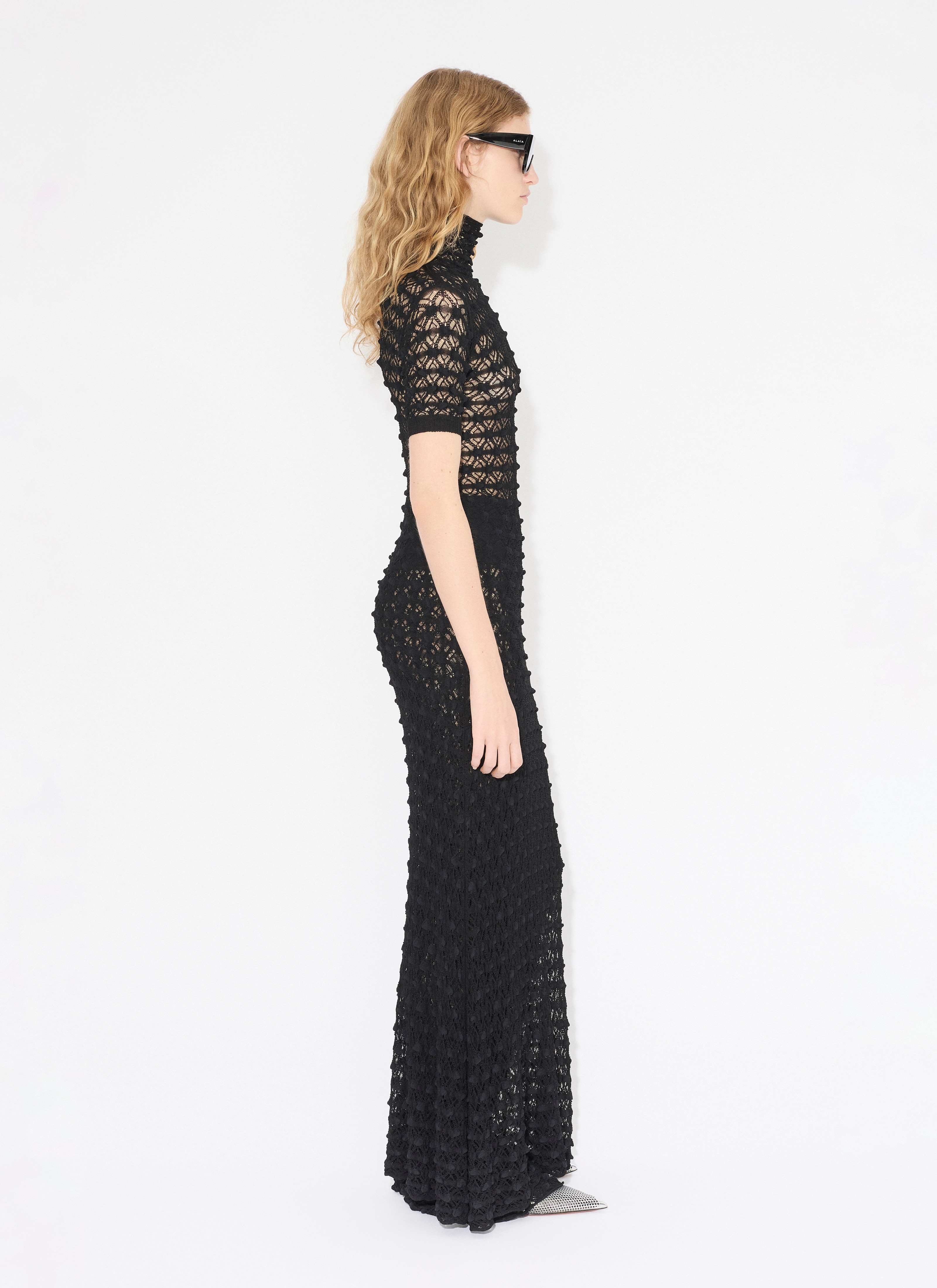 LONG LACE KNIT DRESS - 4