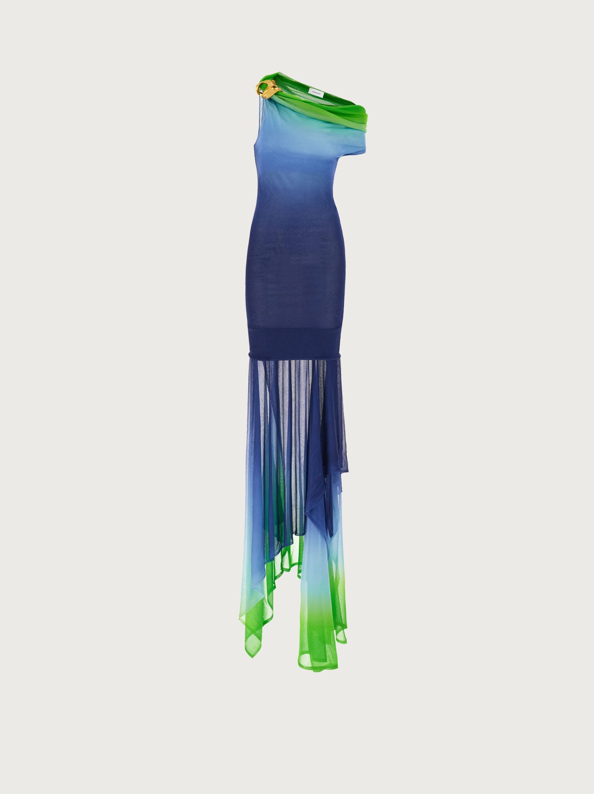 One shoulder dress with shoulder broach - 1