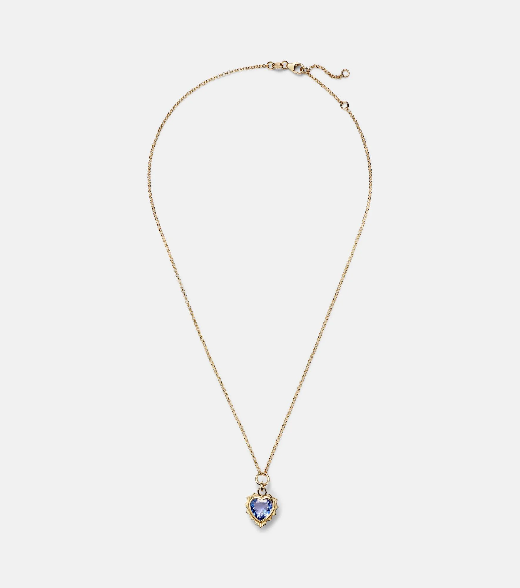 Gemstone Heart 18kt gold pendant necklace with tanzanite - 1