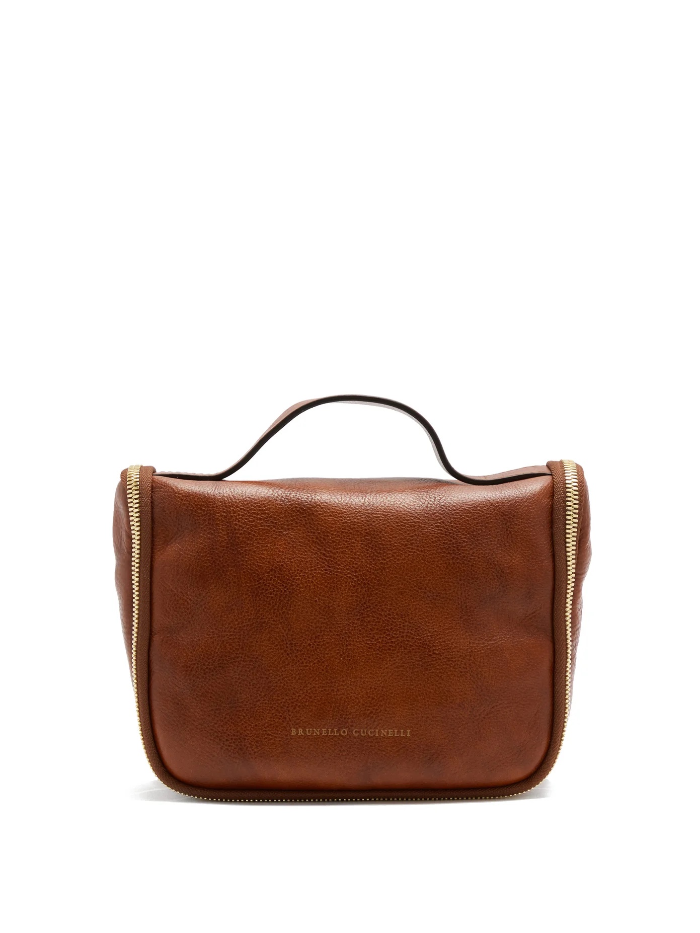 Grained-leather fold-out washbag - 1