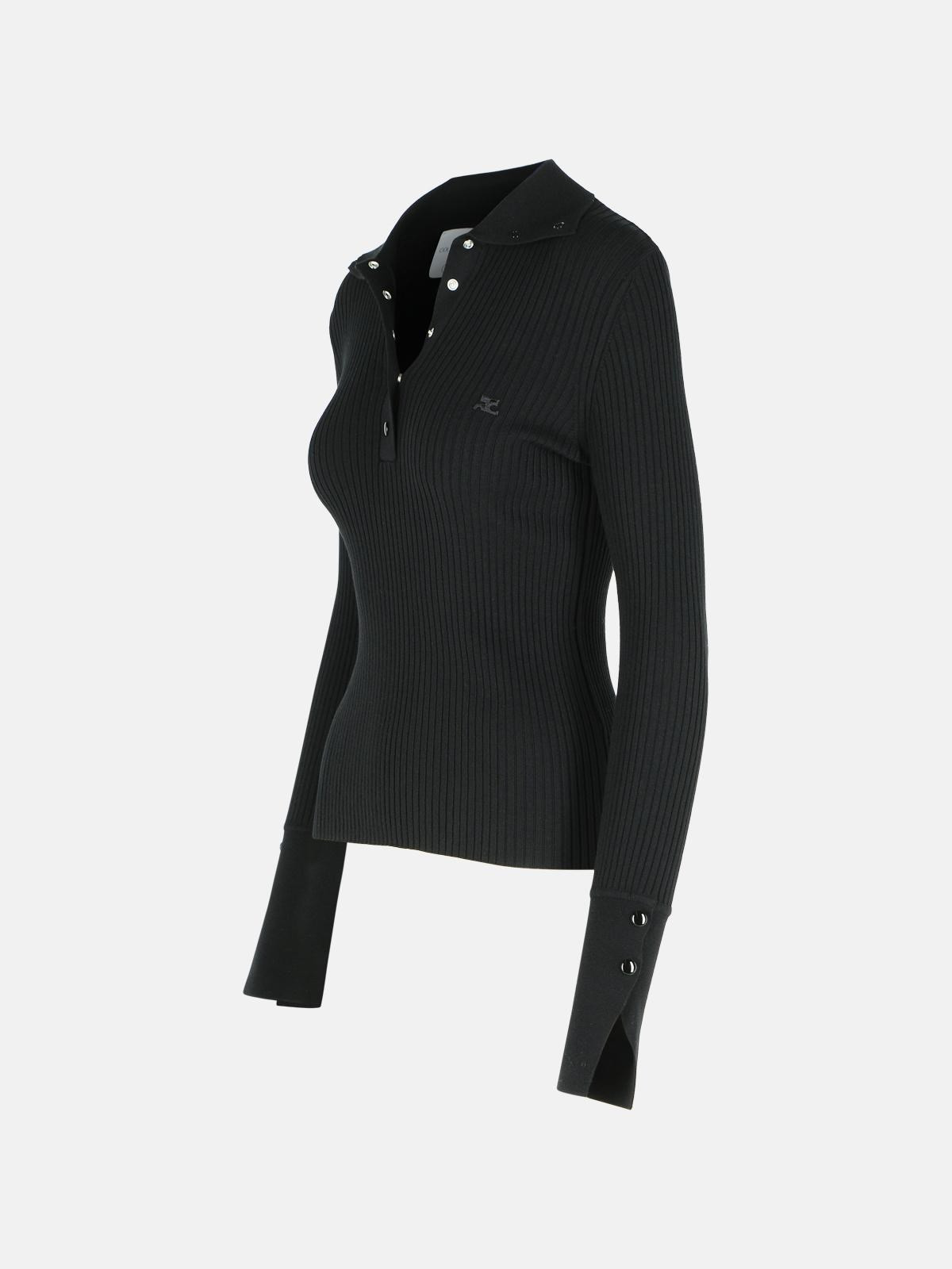 BLACK POLYESTER BLEND SWEATER - 2