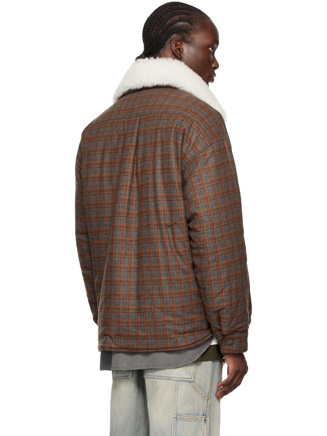 Brown Check Insulated Faux-Shearling Jacket - 3