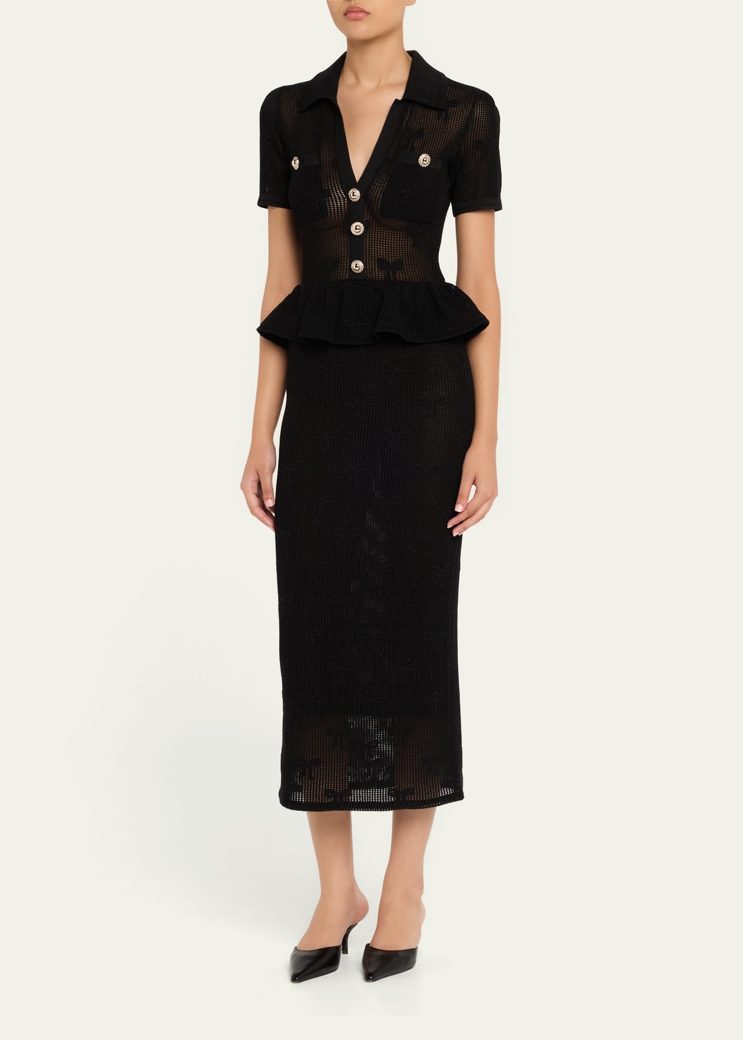 Bow Crochet Midi Dress - 4
