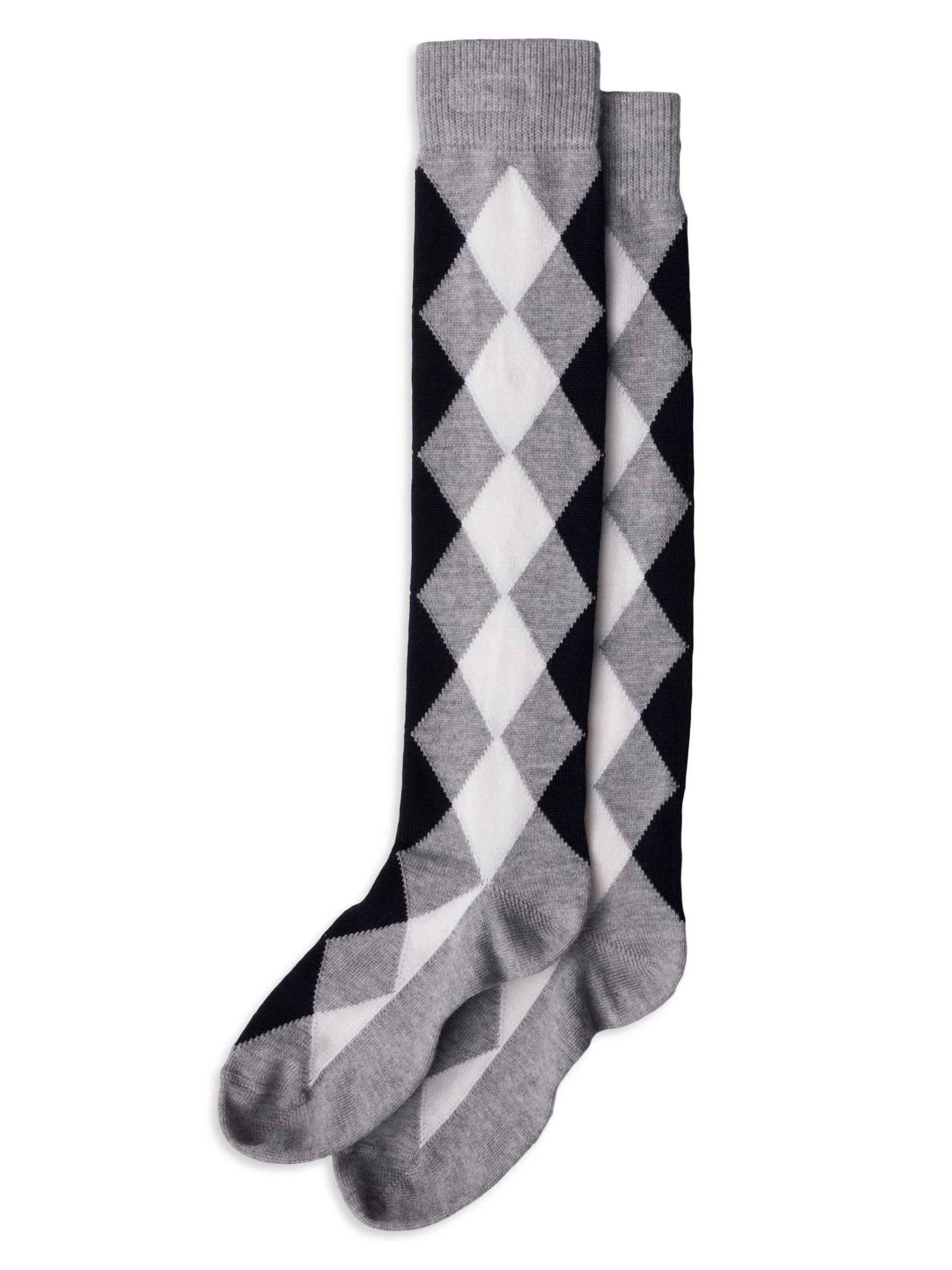Women's Argyle Wool Socks - Grey - 1