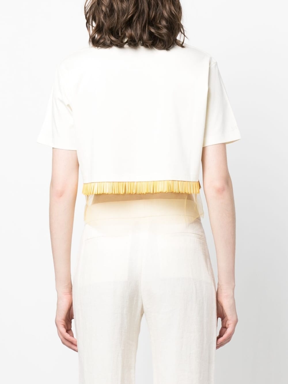 fringed cropped T-shirt - 4