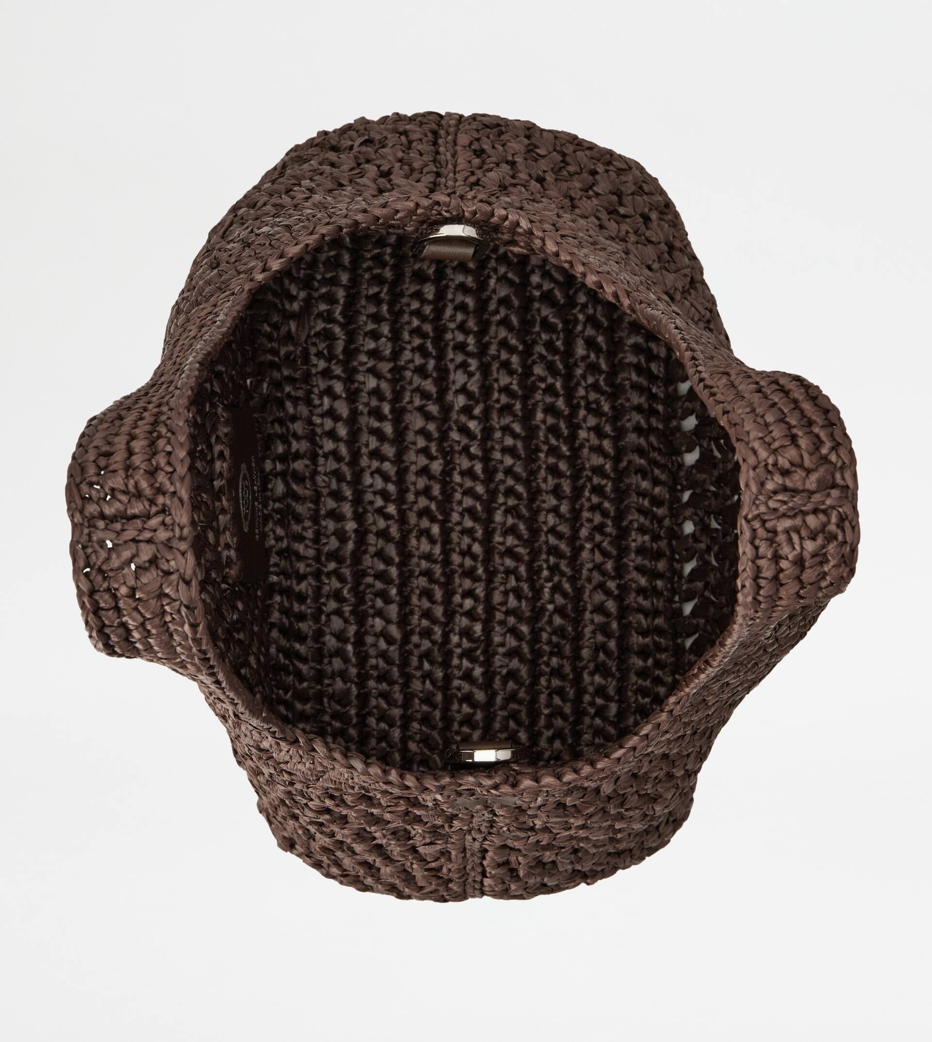 SHOPPING BAG IN RAFFIA AND LEATHER MINI - BROWN - 4