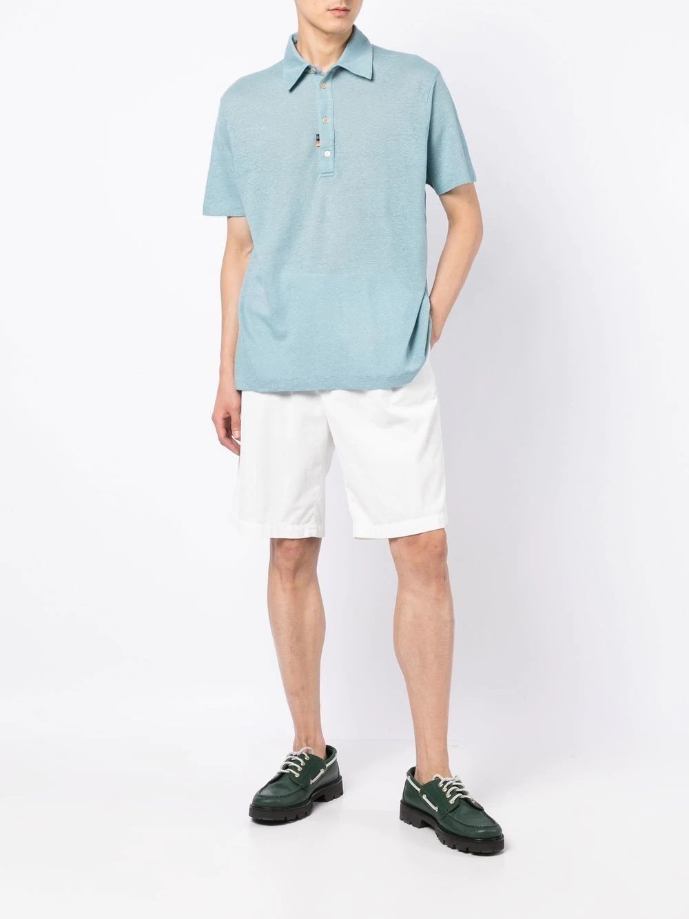 short-sleeve linen polo shirt - 2