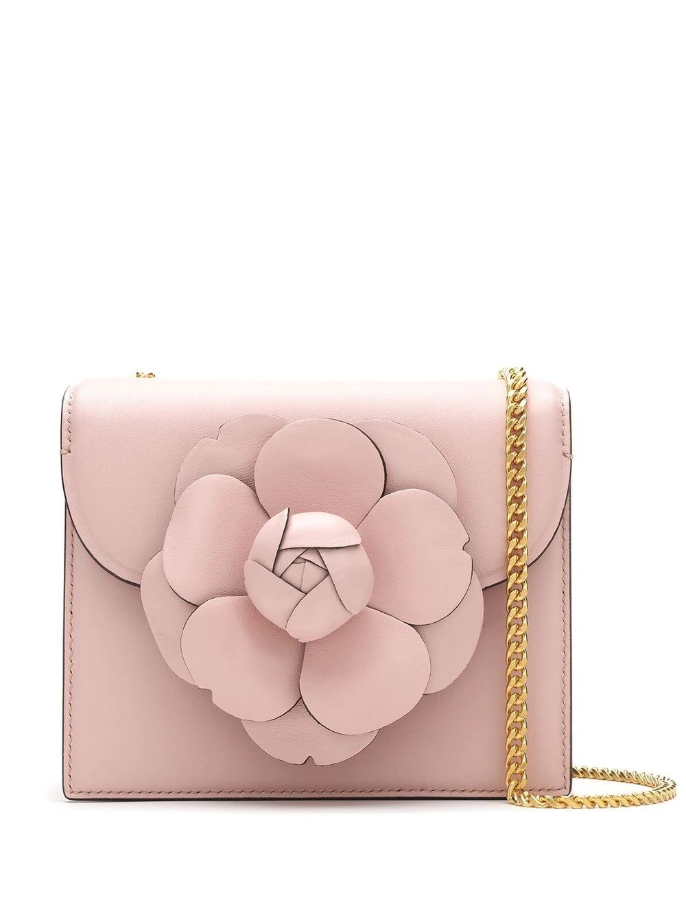 floral-appliqué leather crossbody bag - 1