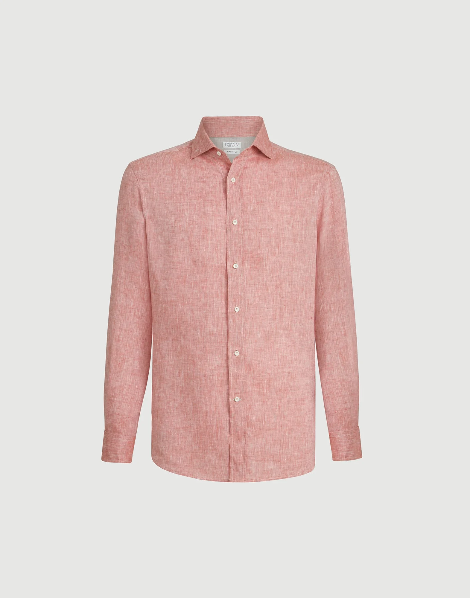 Linen easy fit shirt with spread collar - 1