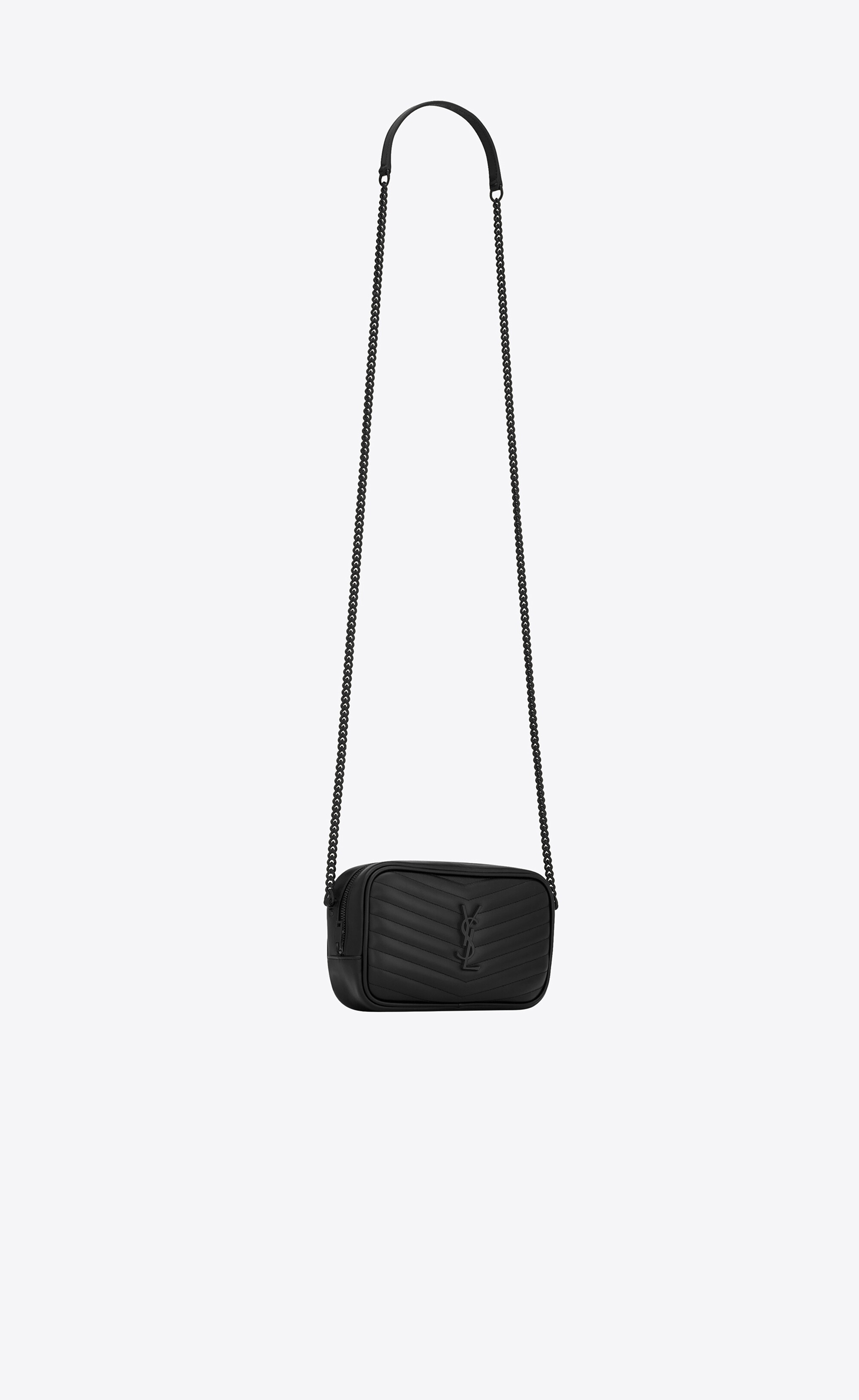 Saint Laurent Mini Lou Quilted Leather Camera Bag - Black