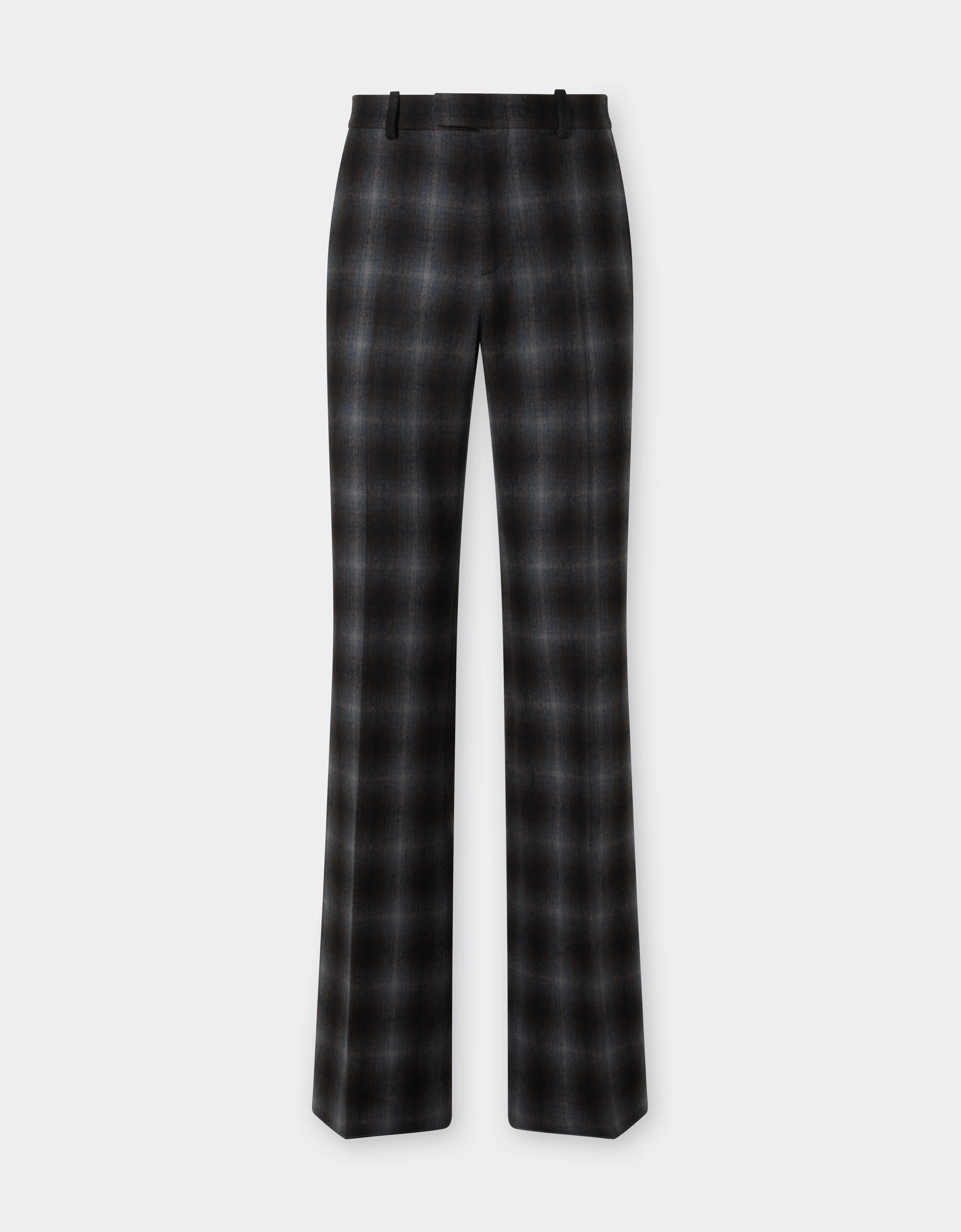 Straight-leg Tartan Wool Flannel Trousers - 1