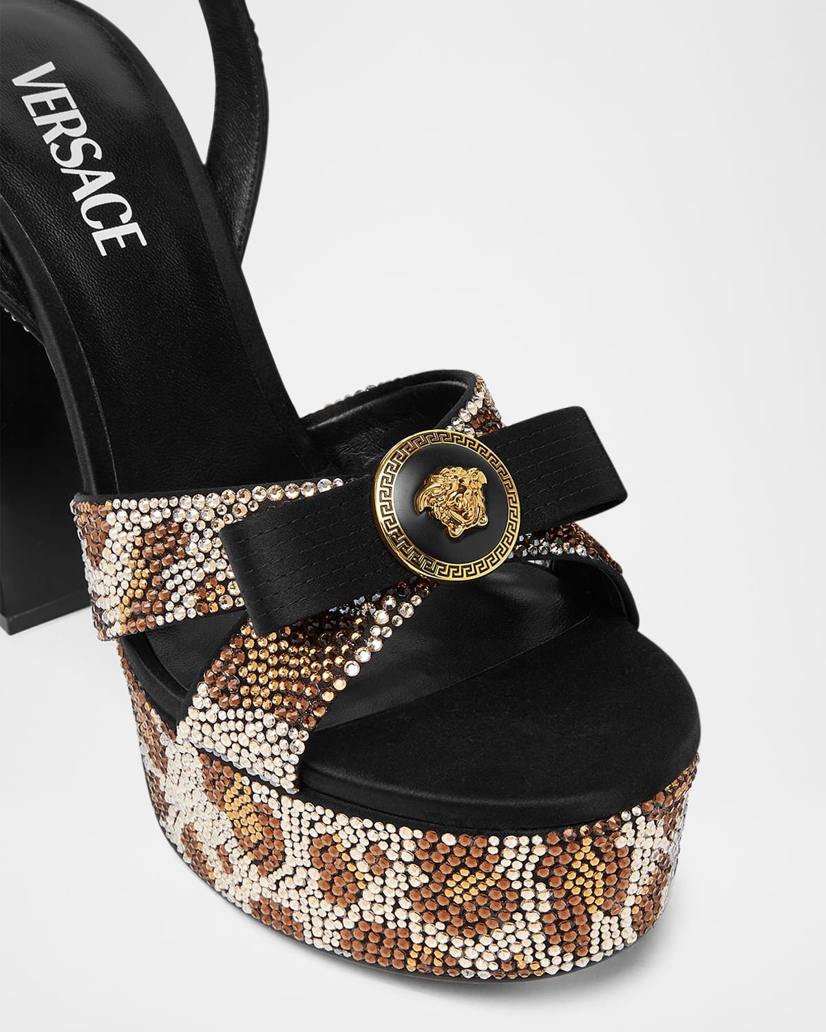 Gianni Leopard Strass Platform Sandals - 3