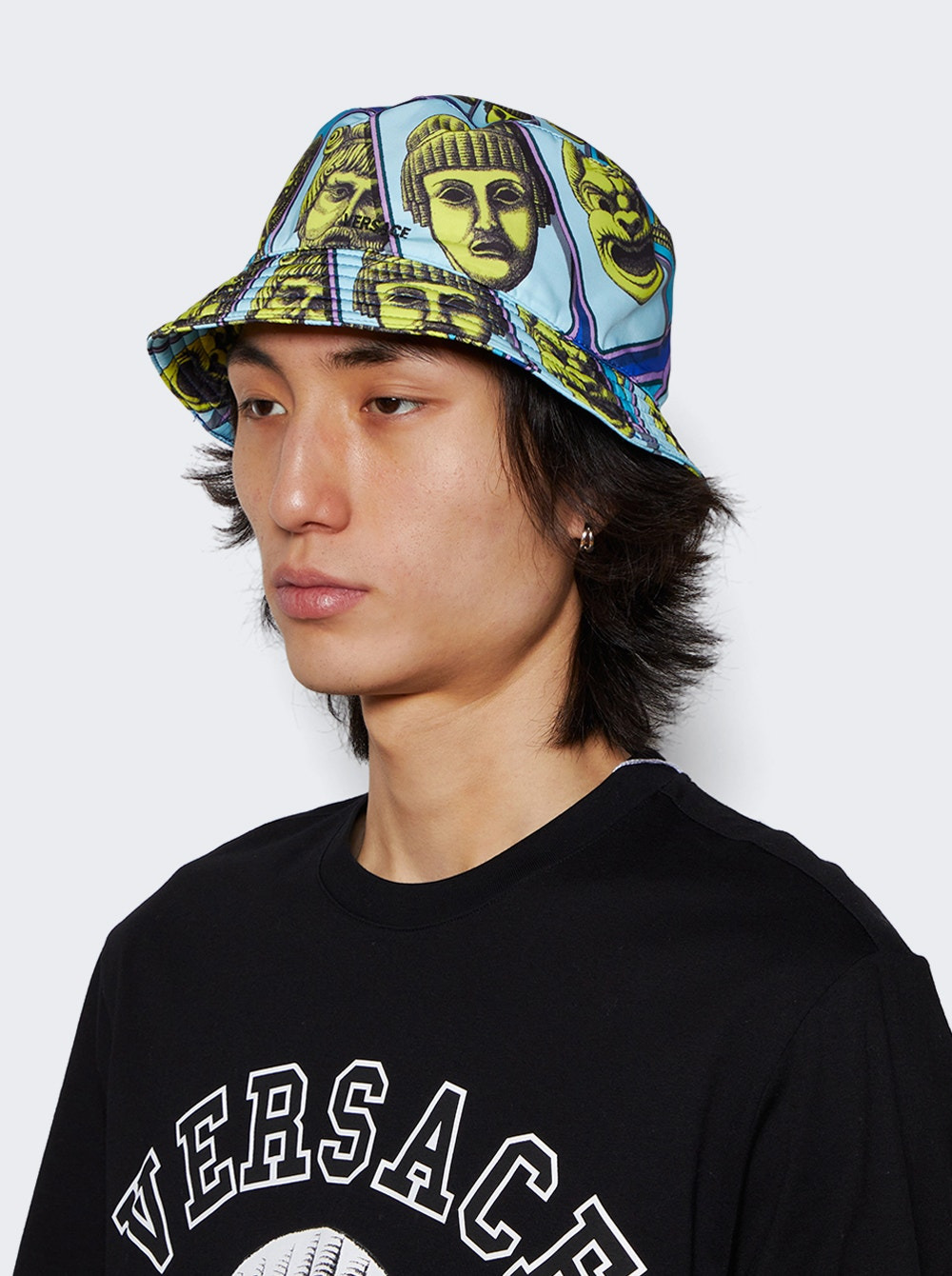 Mask Print Bucket Hat Acid Green and Teal - 3